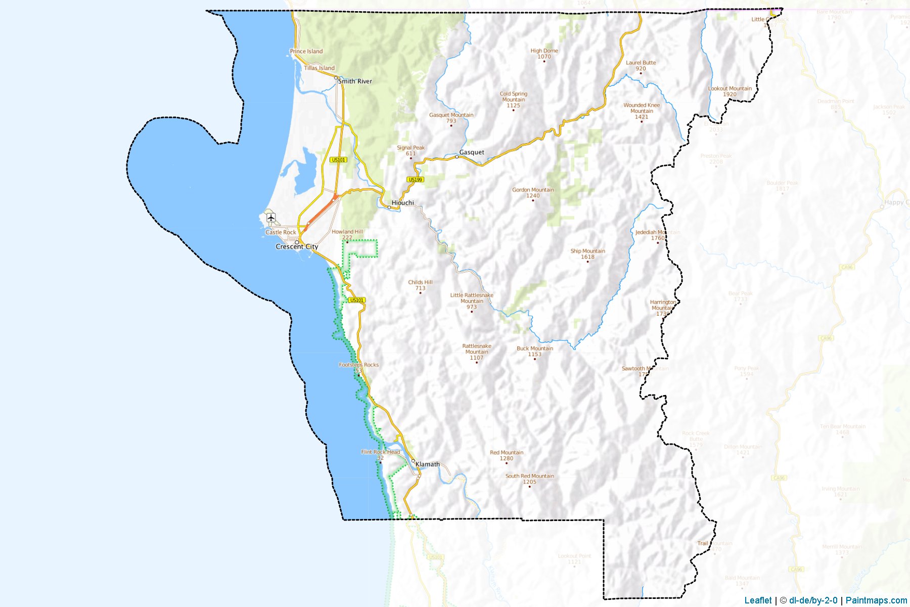 Del Norte County (Kaliforniya) Haritası Örnekleri-1