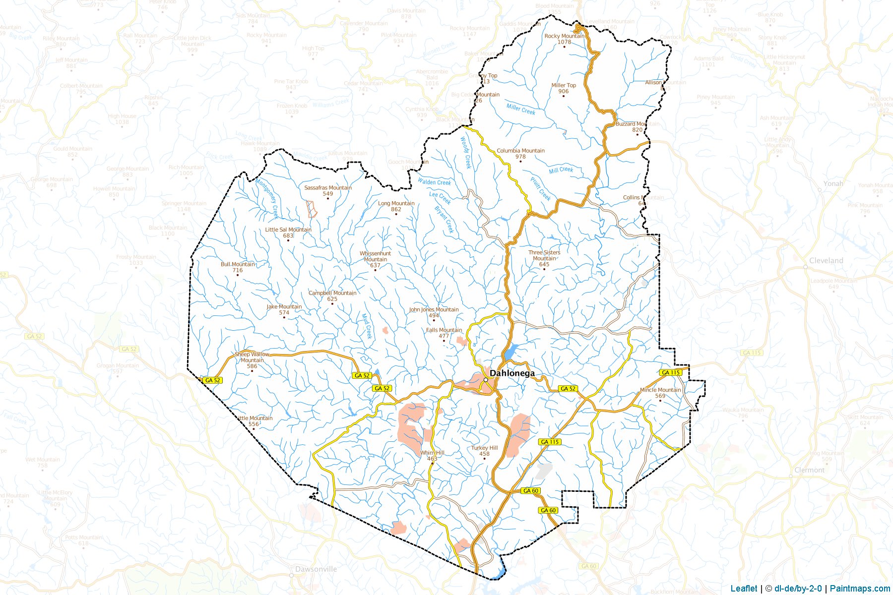 Muestras de recorte de mapas Lumpkin (Georgia)-1