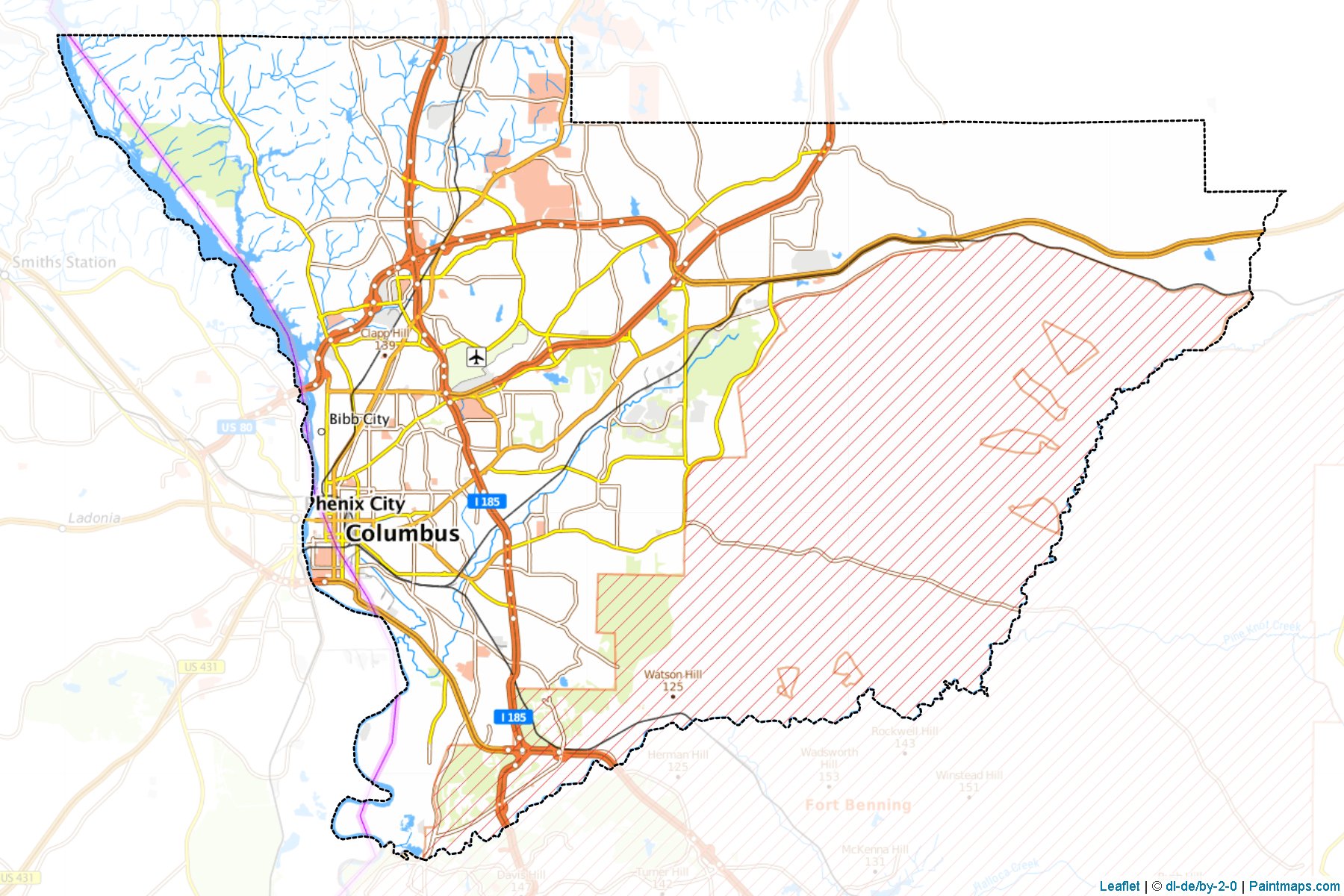 Muscogee (Georgia) Map Cropping Samples-1