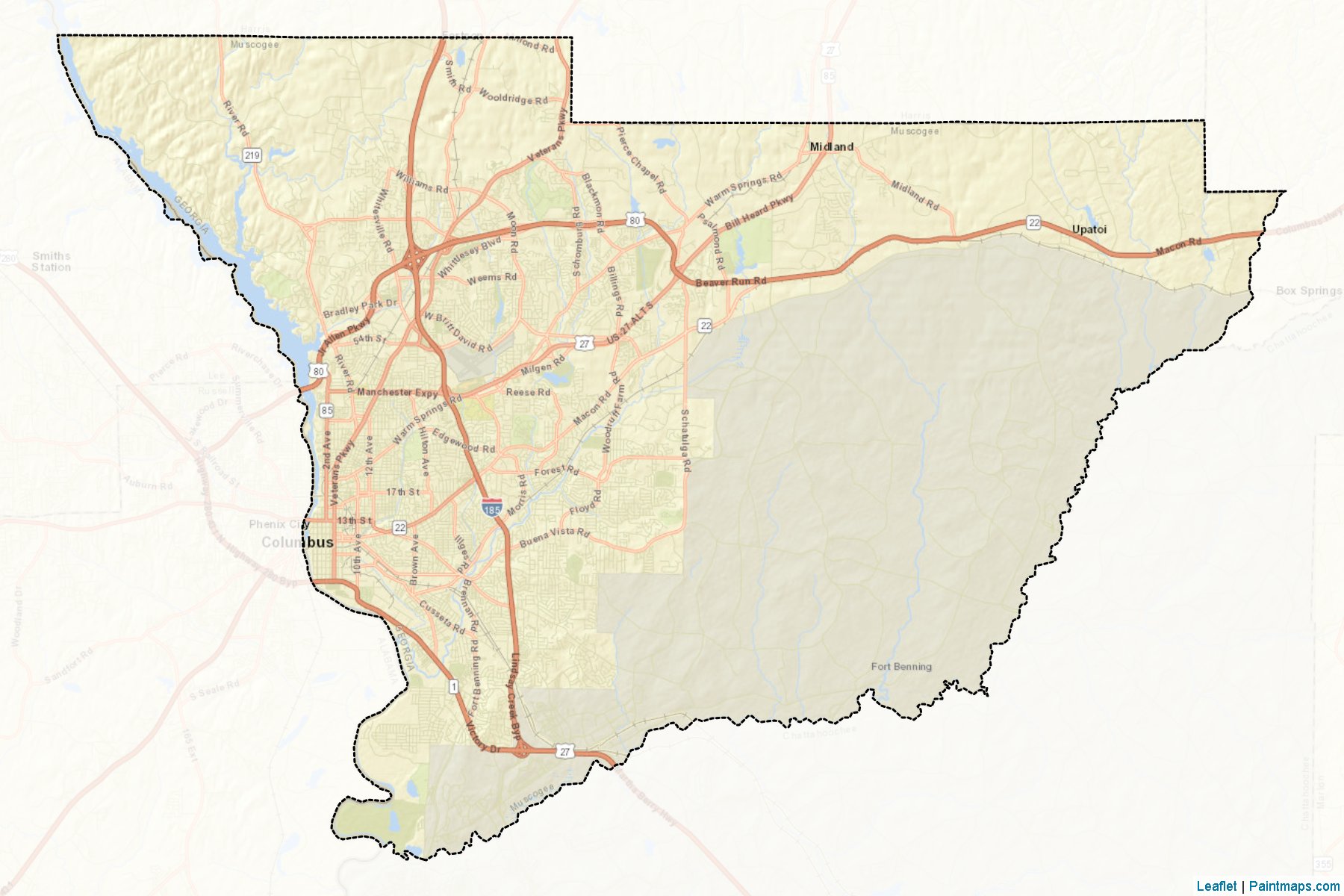 Muscogee (Georgia) Map Cropping Samples-2