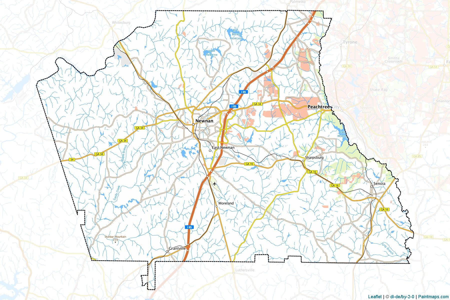 Muestras de recorte de mapas Coweta (Georgia)-1