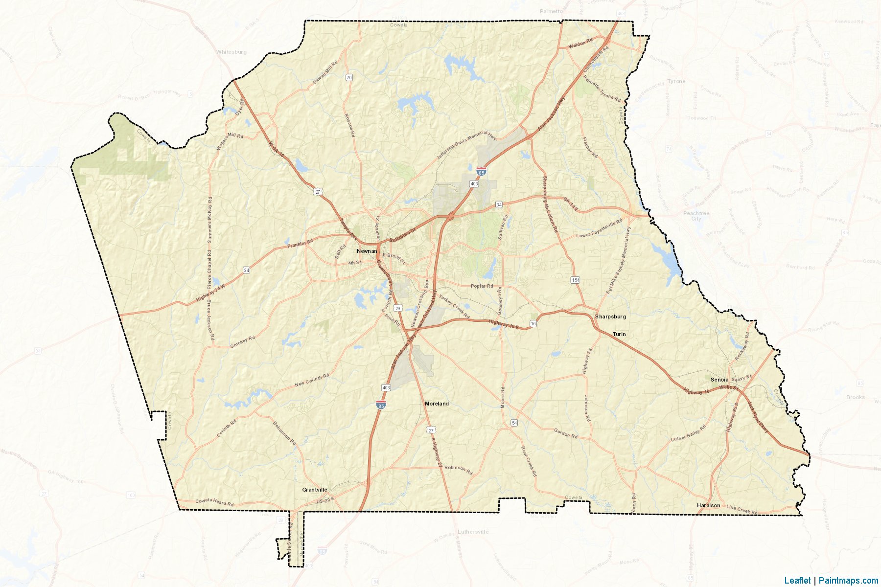 Muestras de recorte de mapas Coweta (Georgia)-2