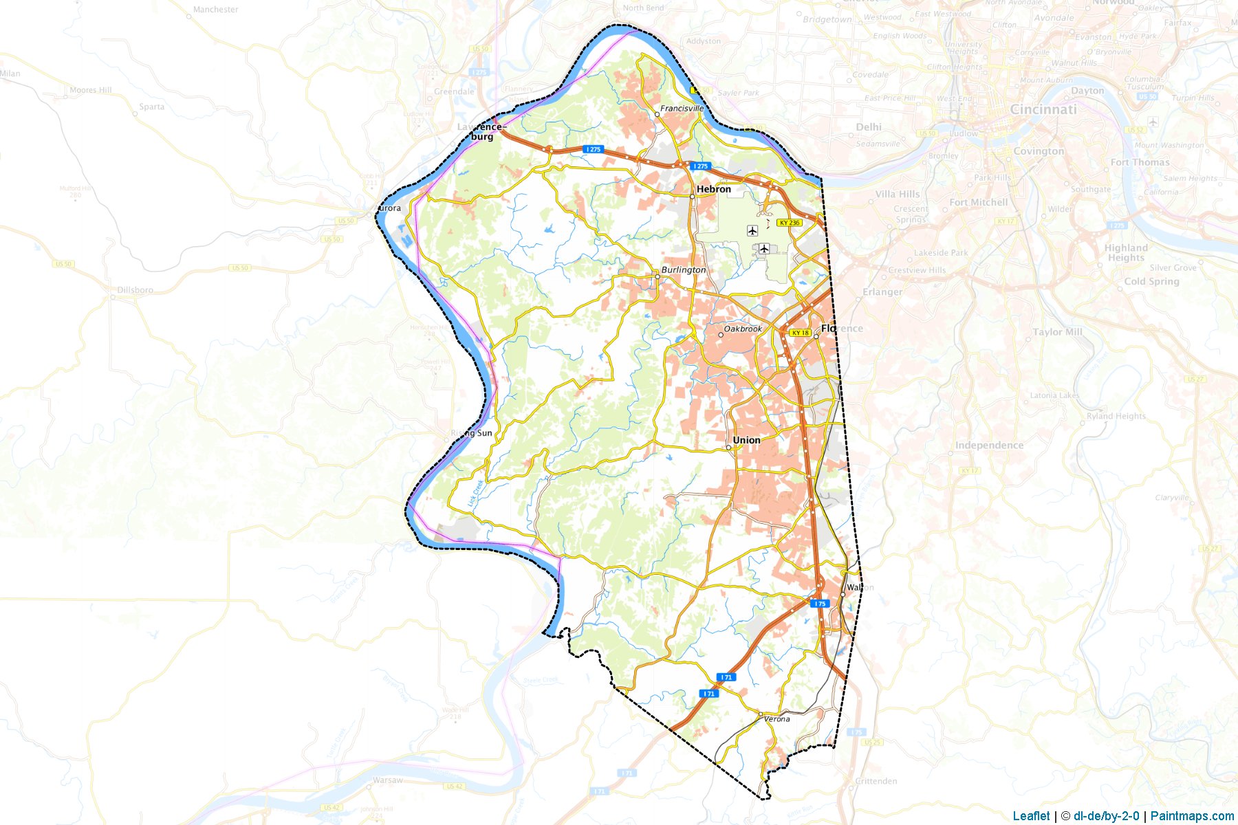 Boone County (Kentucky) Haritası Örnekleri-1