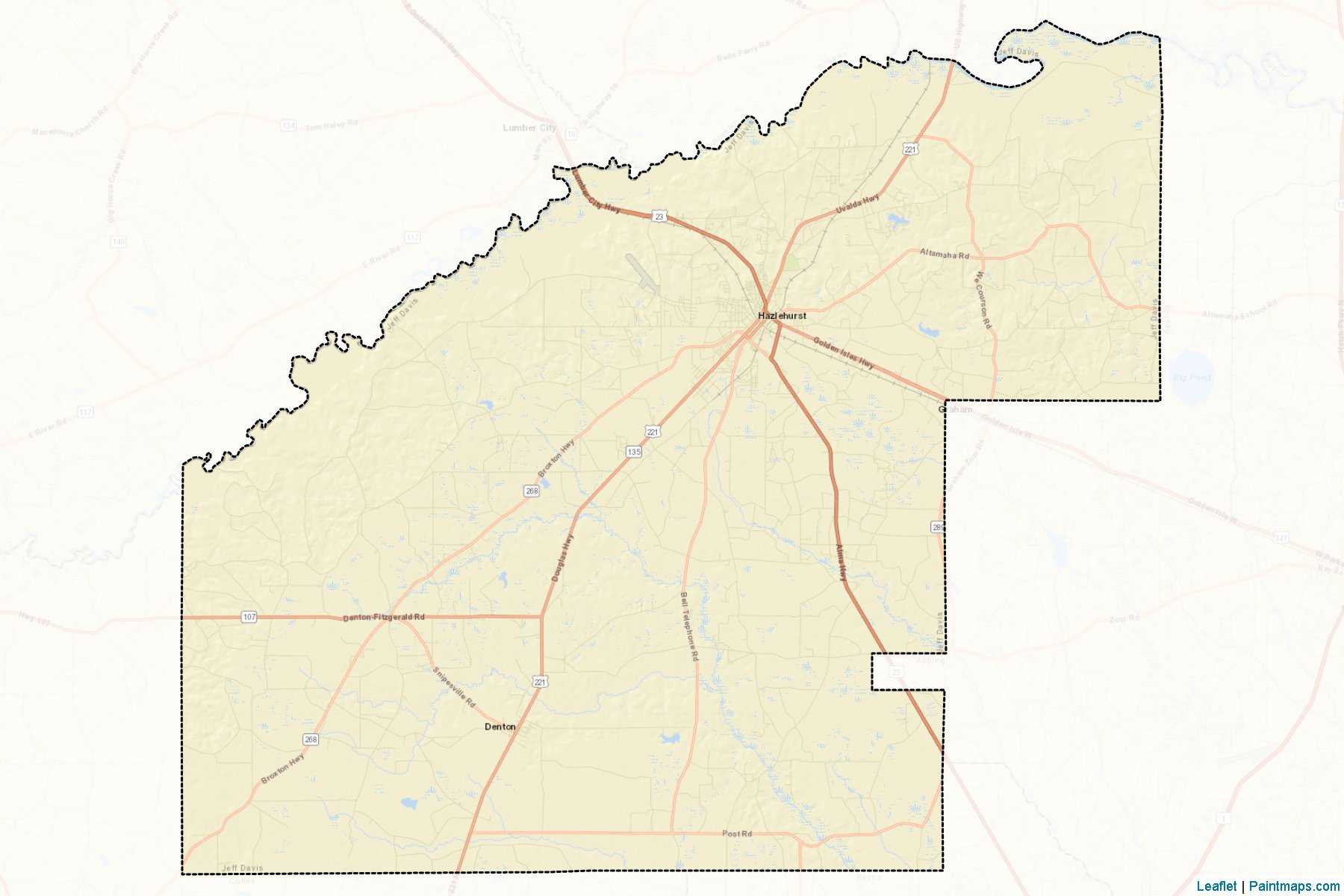 Muestras de recorte de mapas Jeff Davis (Georgia)-2