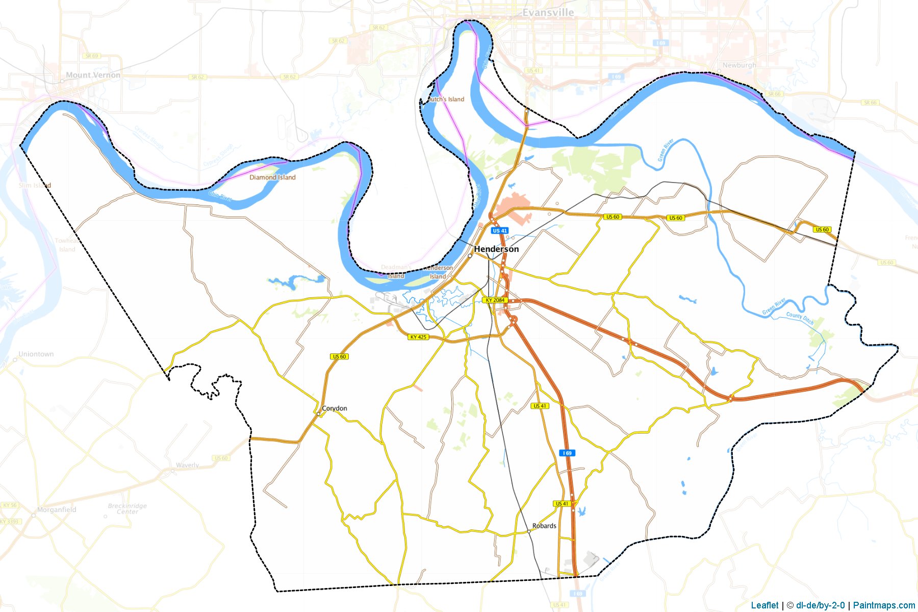 Muestras de recorte de mapas Henderson (Kentucky)-1