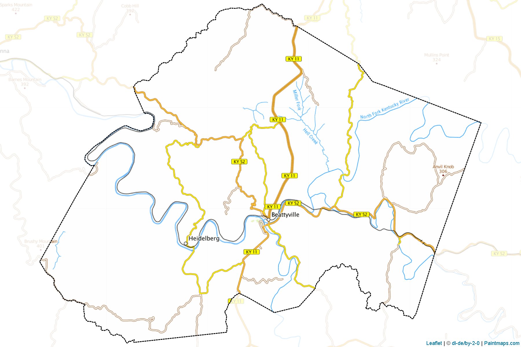 Muestras de recorte de mapas Lee (Kentucky)-1