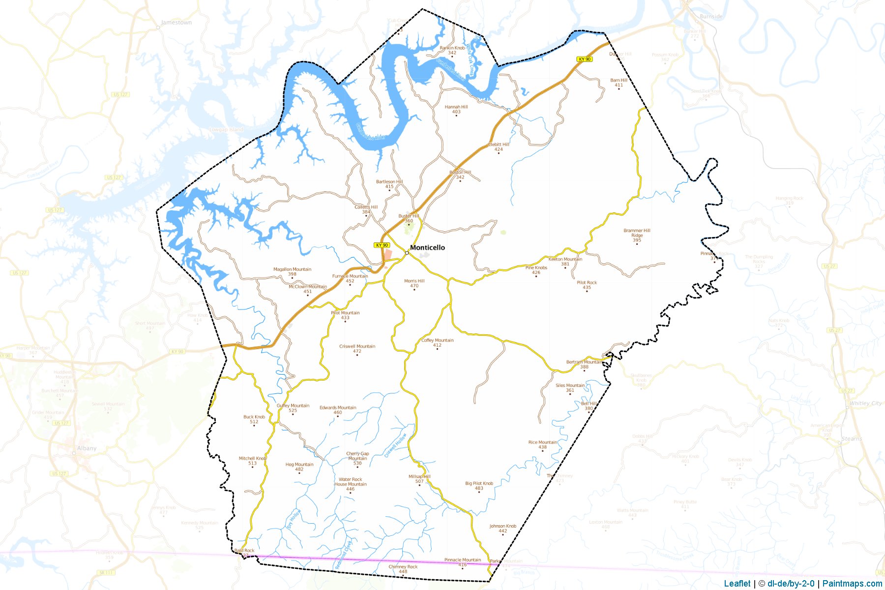 Muestras de recorte de mapas Wayne (Kentucky)-1