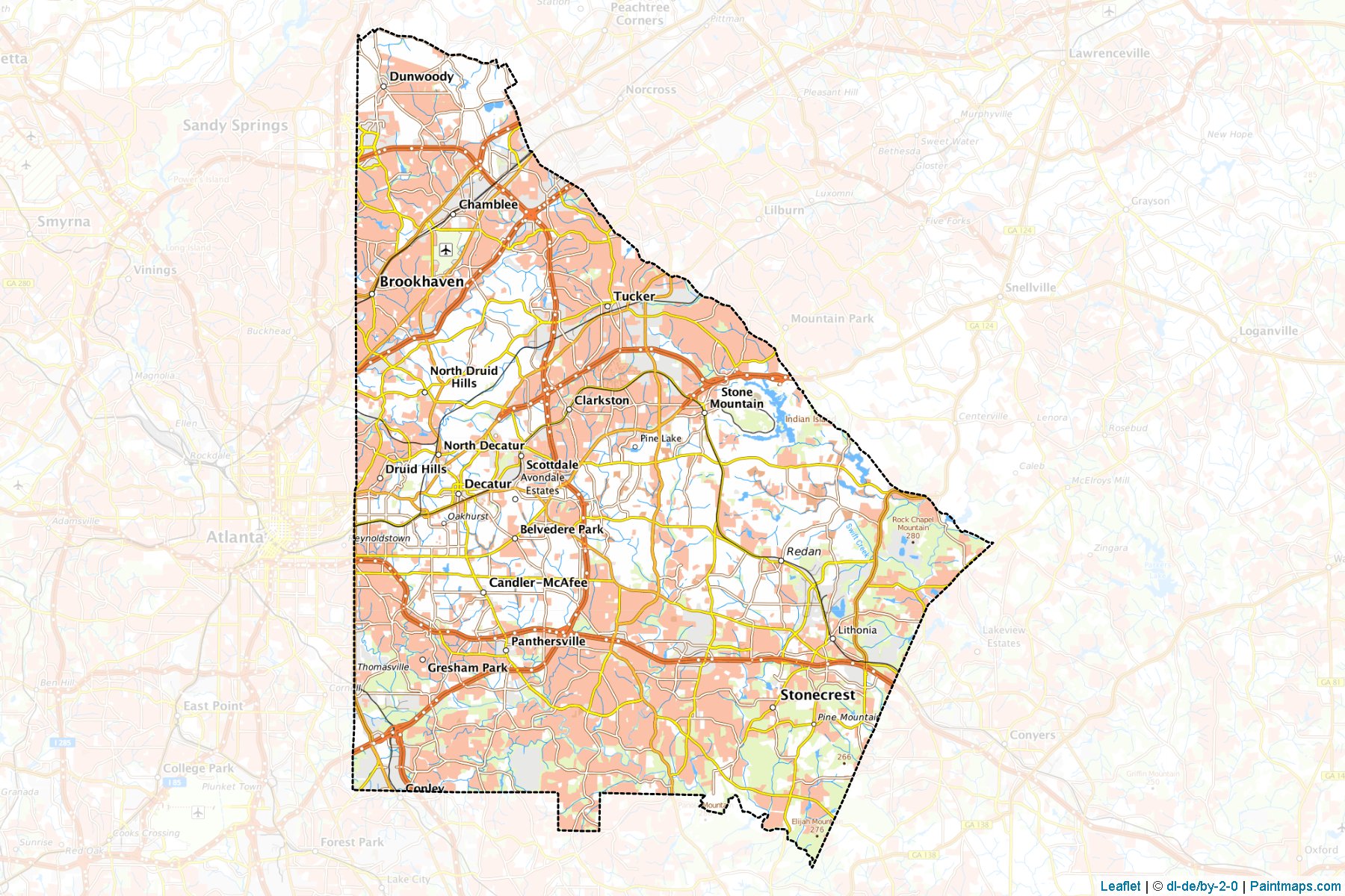 Muestras de recorte de mapas DeKalb (Georgia)-1