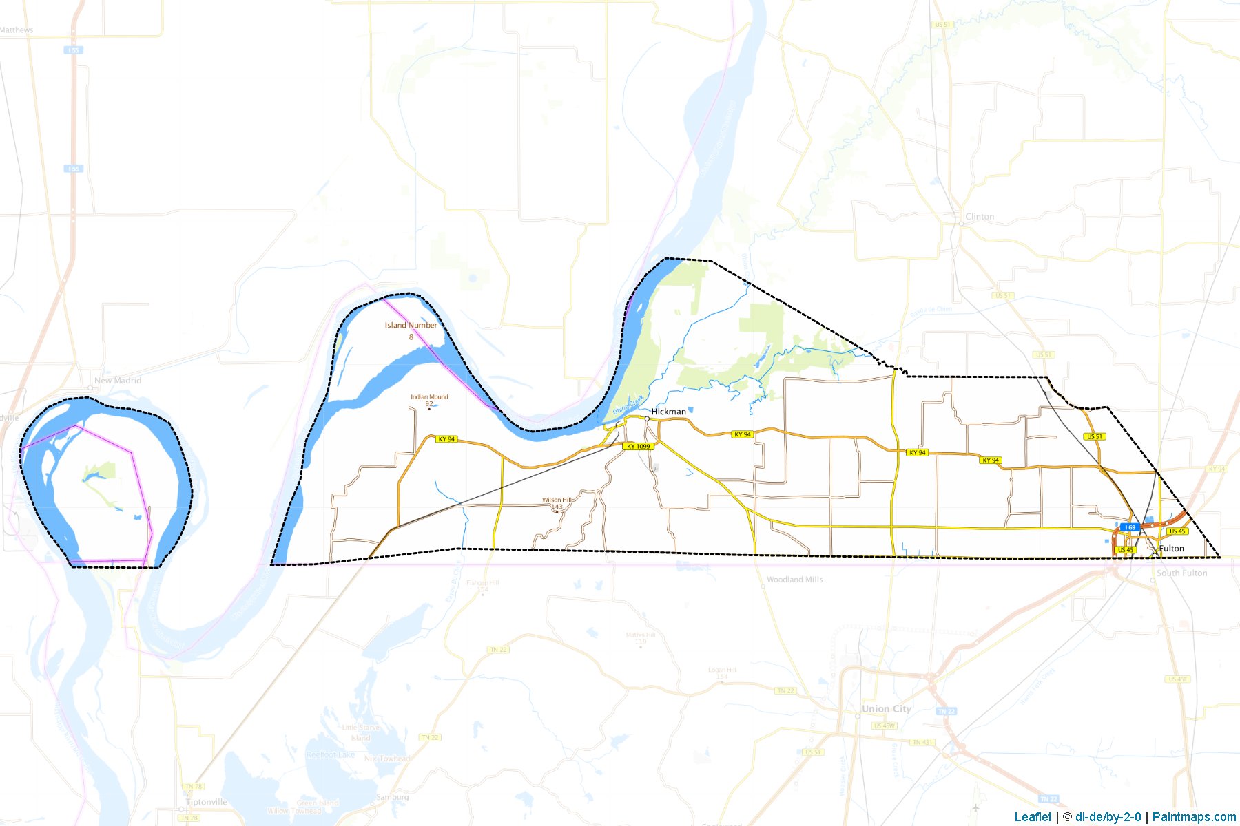 Muestras de recorte de mapas Fulton (Kentucky)-1