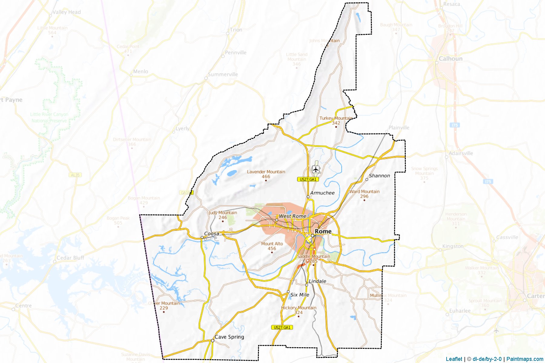 Muestras de recorte de mapas Floyd (Georgia)-1