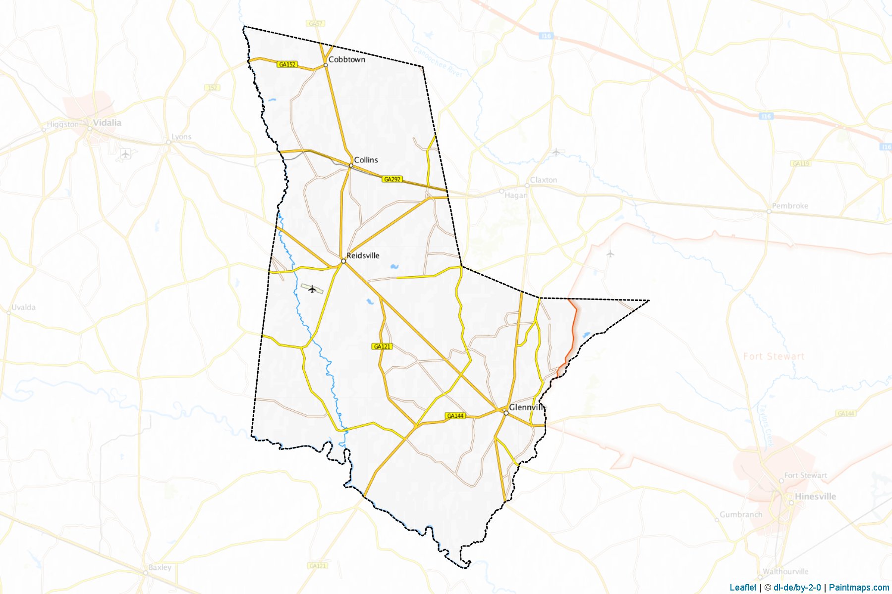 Muestras de recorte de mapas Tattnall (Georgia)-1