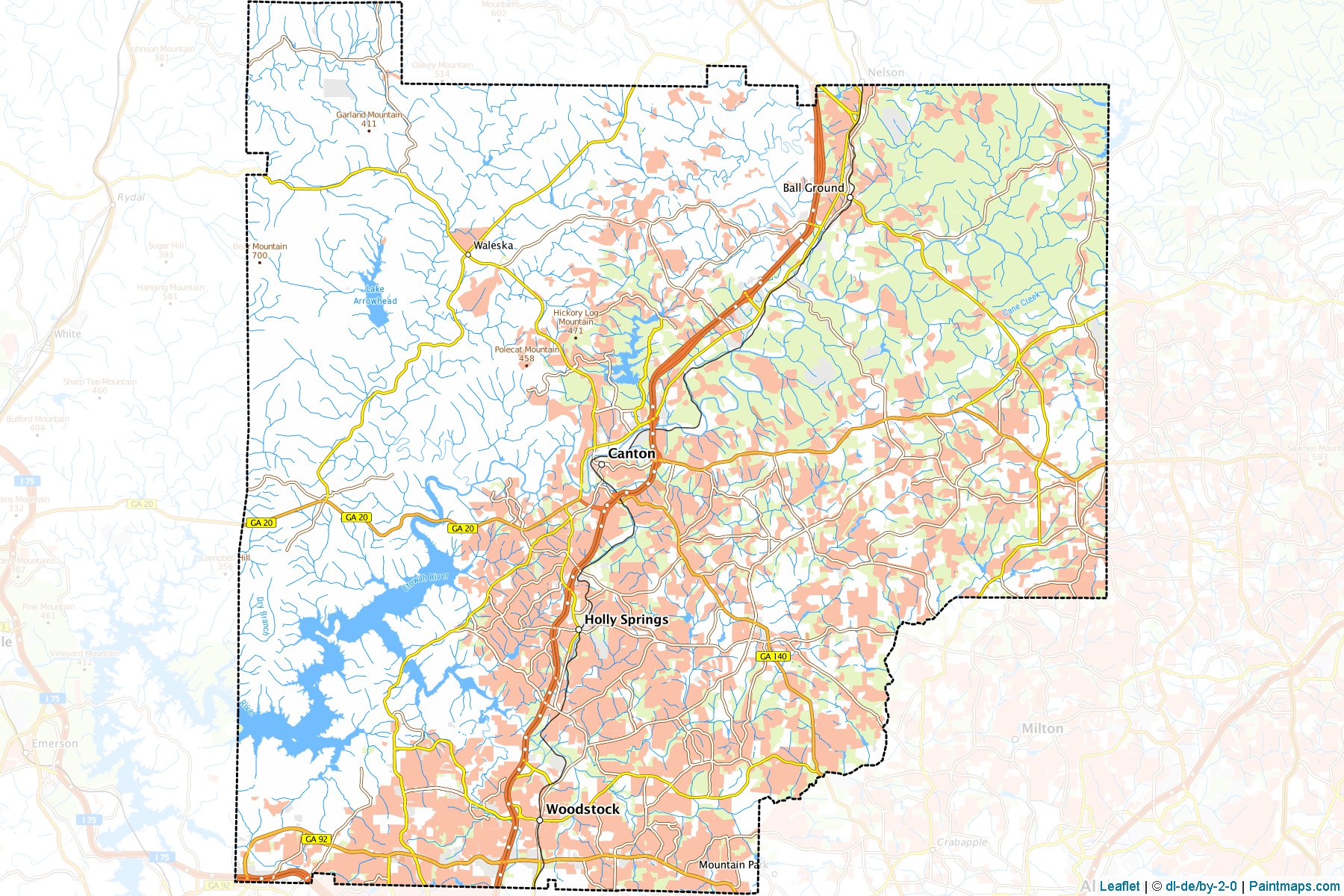 Cherokee County (Georgia) Haritası Örnekleri-1