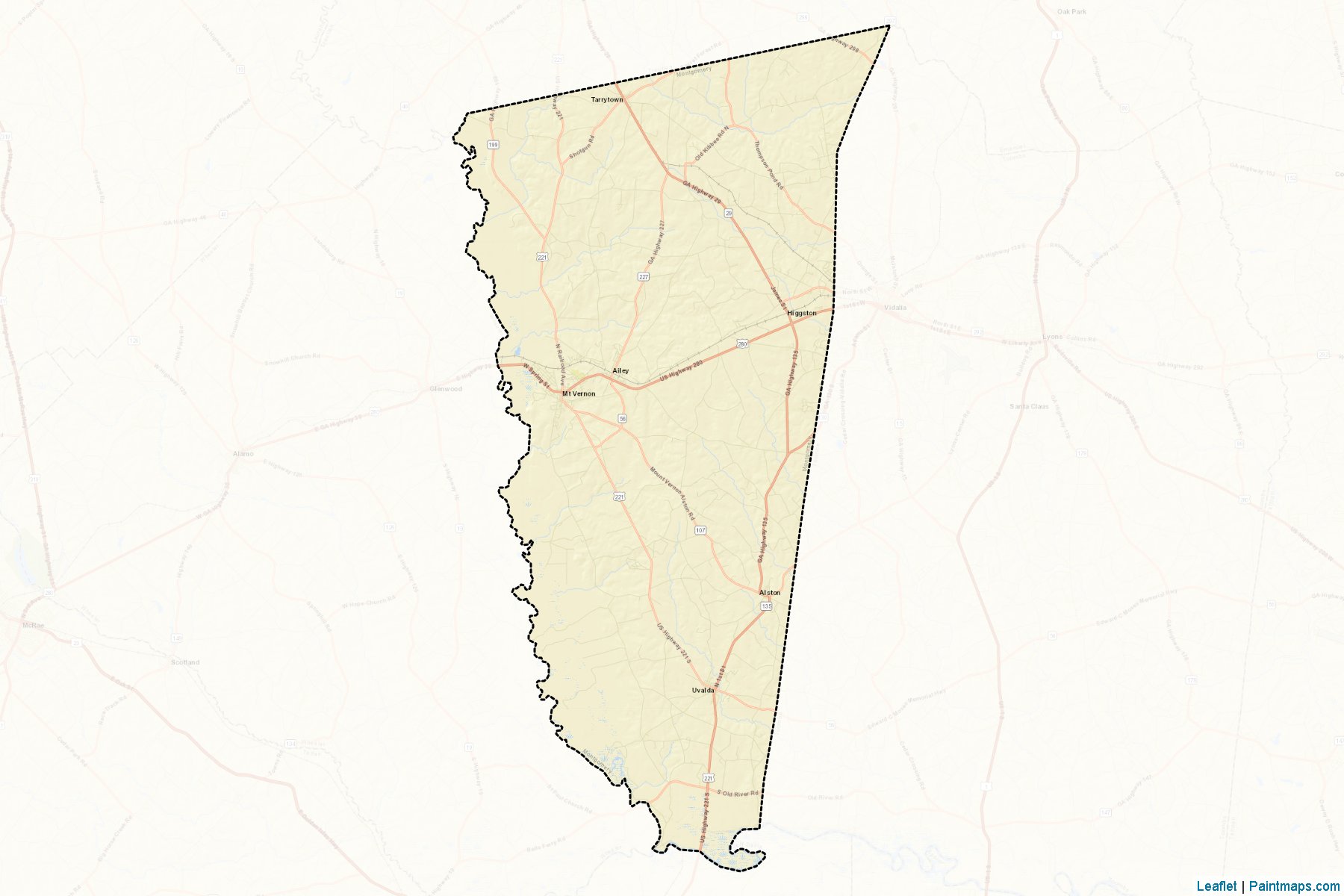 Muestras de recorte de mapas Montgomery (Georgia)-2