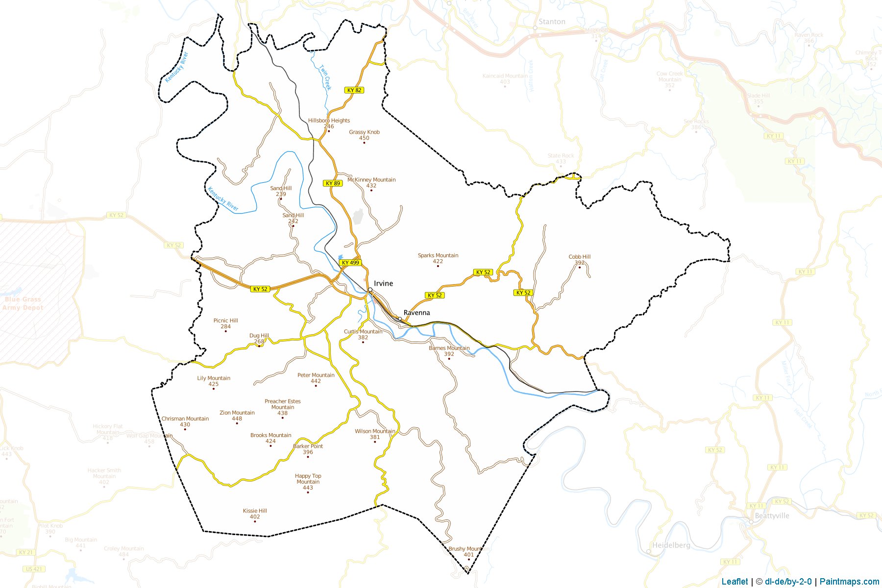 Muestras de recorte de mapas Estill (Kentucky)-1