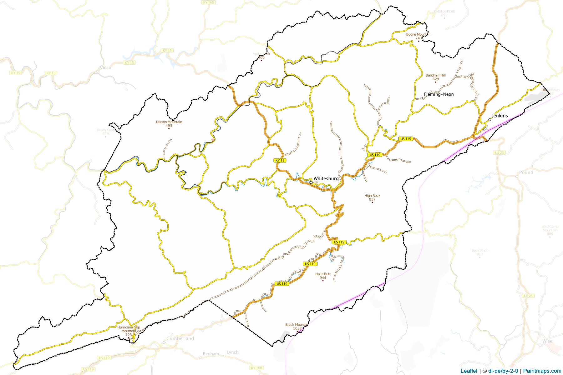 Muestras de recorte de mapas Letcher (Kentucky)-1