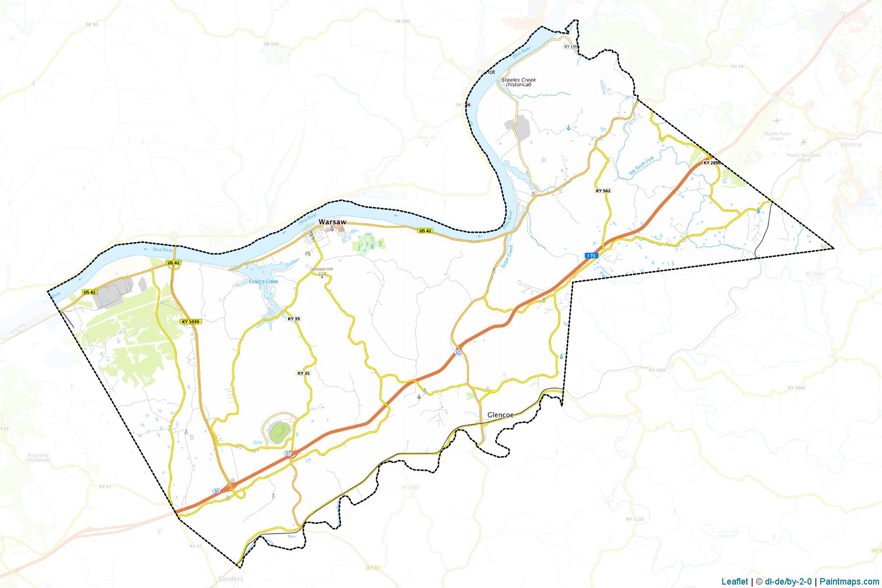 Muestras de recorte de mapas Gallatin (Kentucky)-1