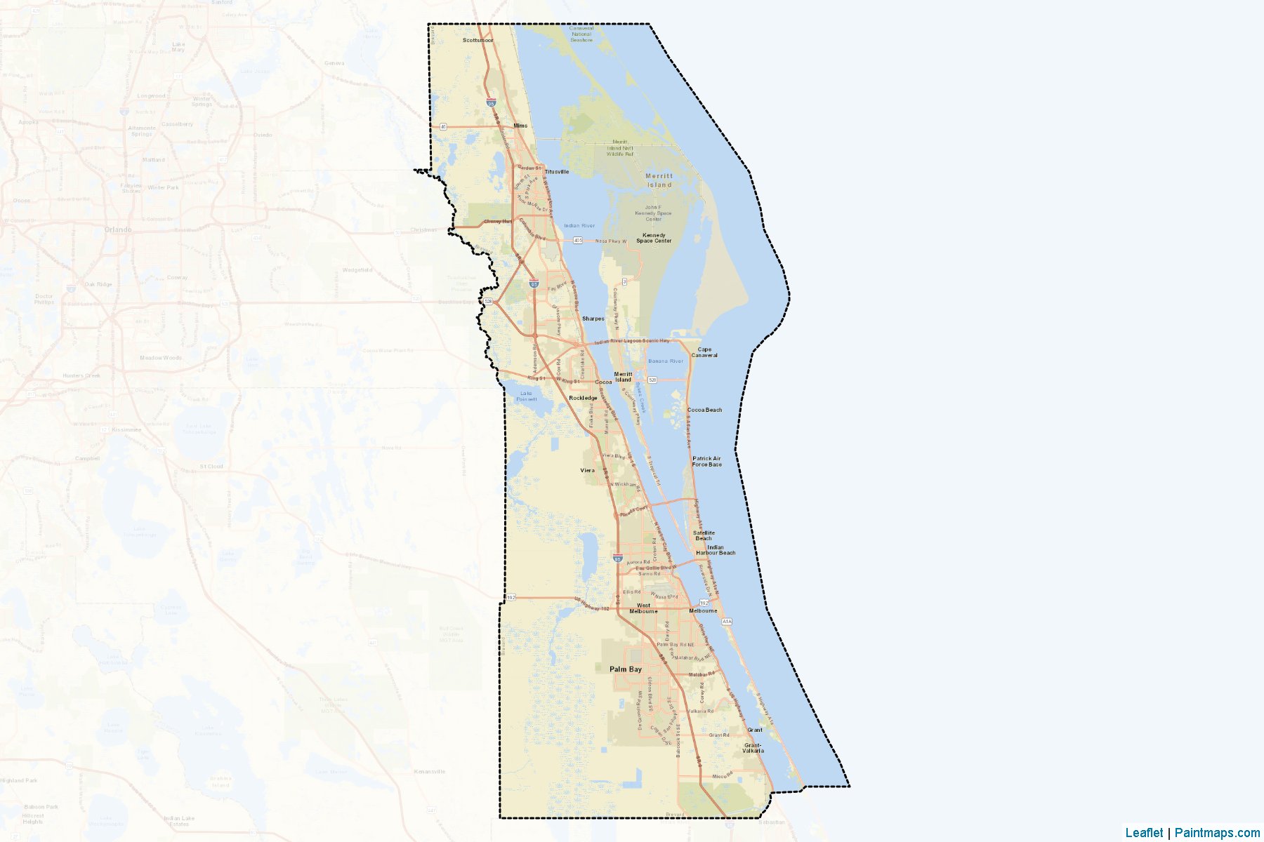 Muestras de recorte de mapas Brevard (Florida)-2