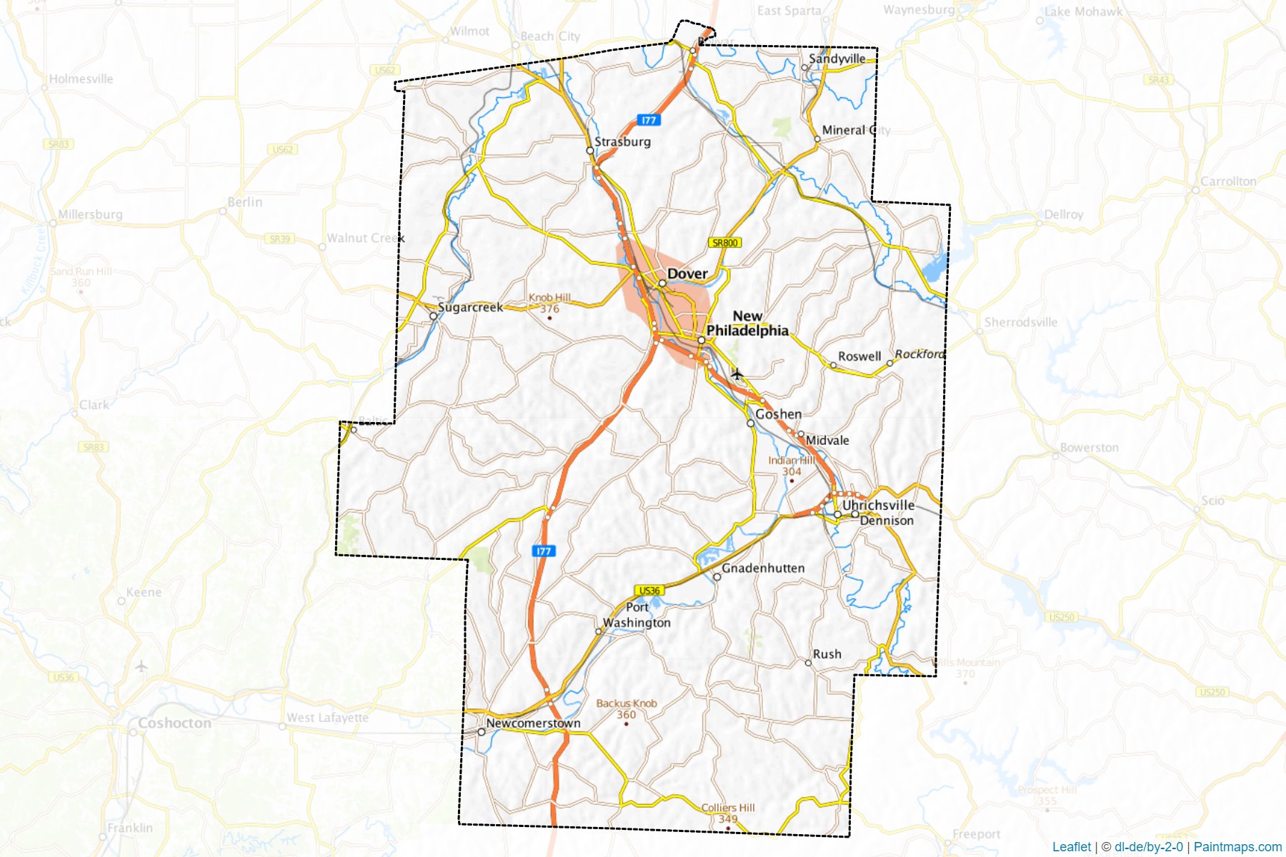 Tuscarawas County (Ohio) Haritası Örnekleri-1