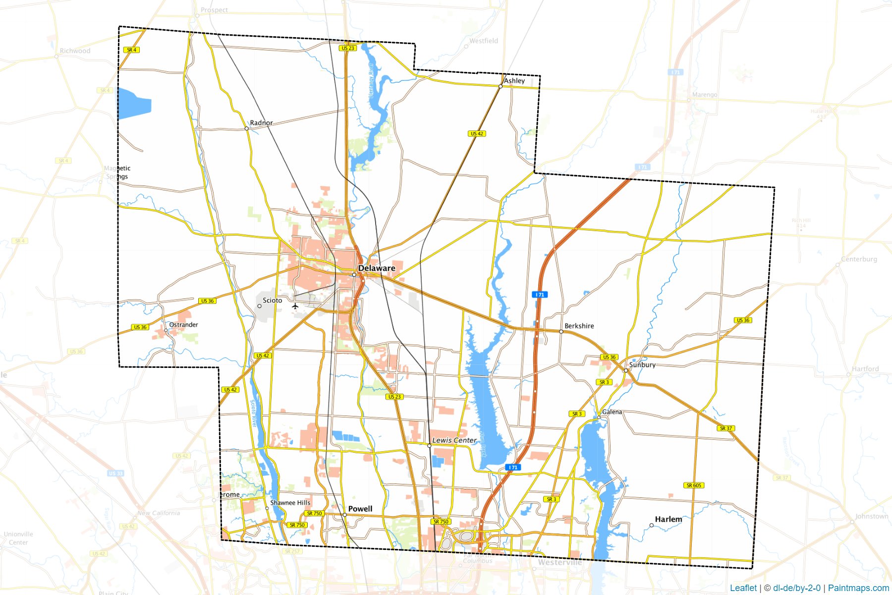 Muestras de recorte de mapas Delaware (Ohio)-1