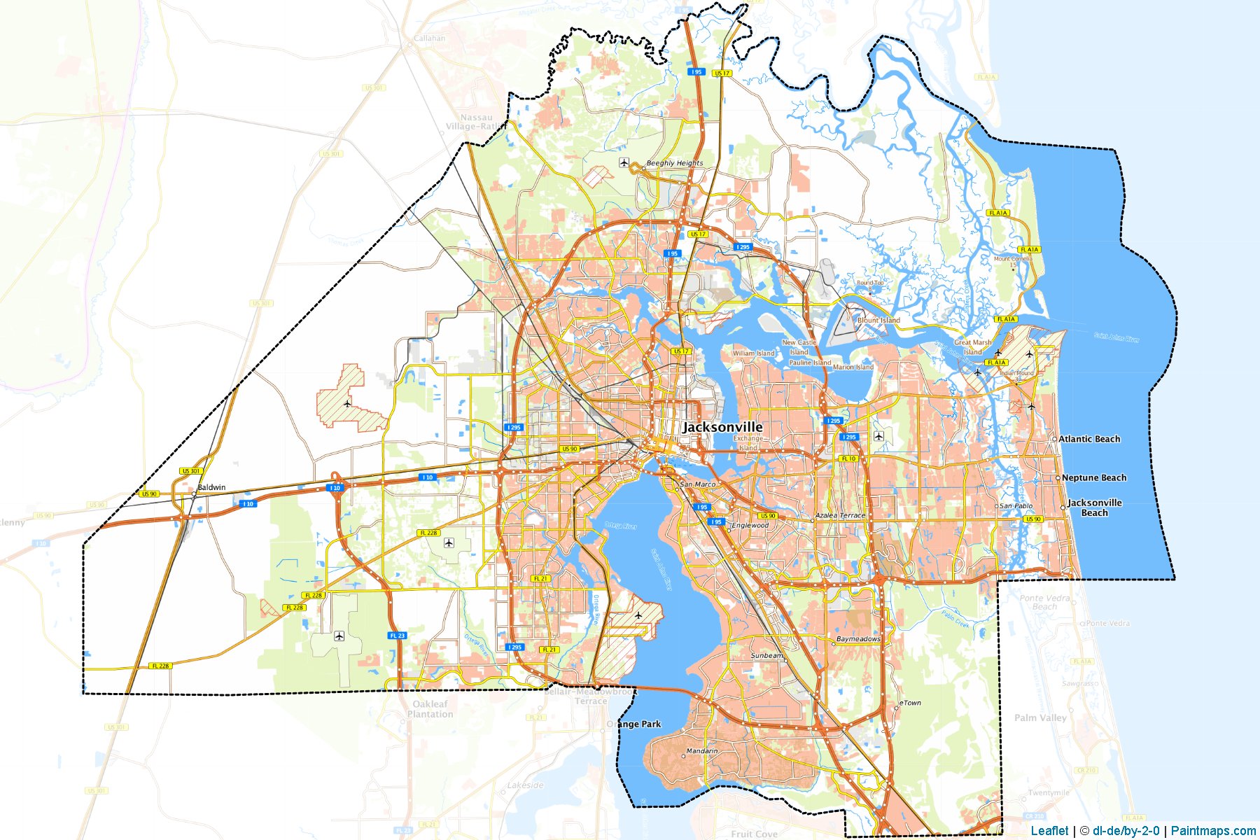 Muestras de recorte de mapas Duval (Florida)-1