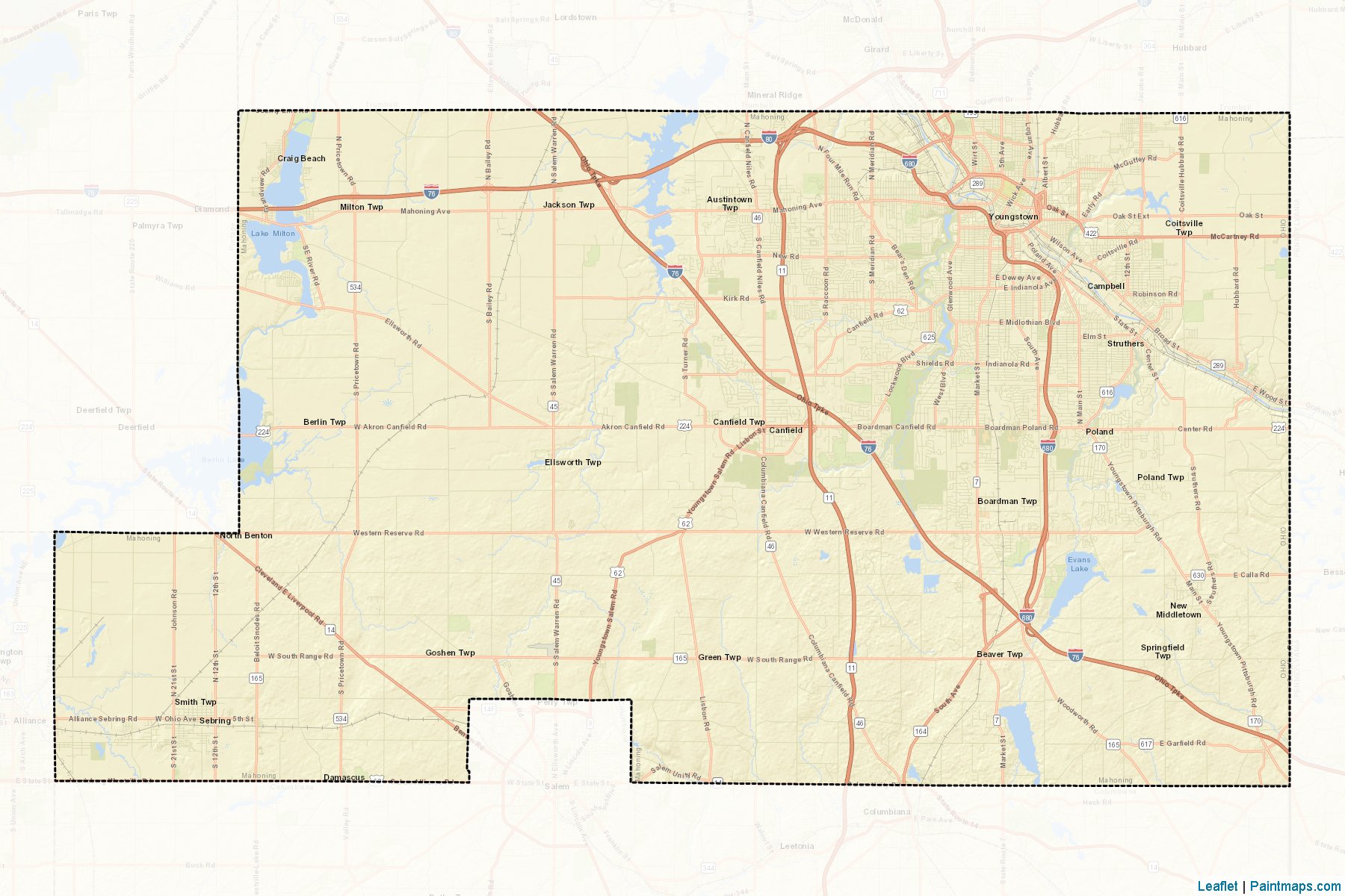 Muestras de recorte de mapas Mahoning (Ohio)-2