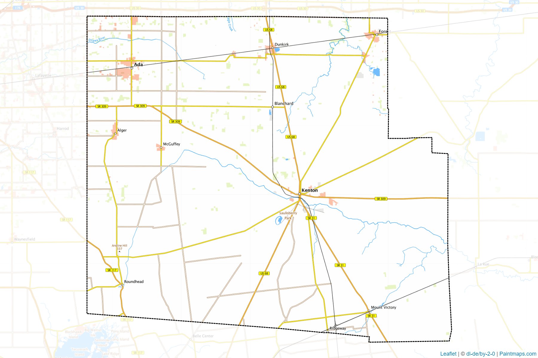 Hardin County (Ohio) Haritası Örnekleri-1