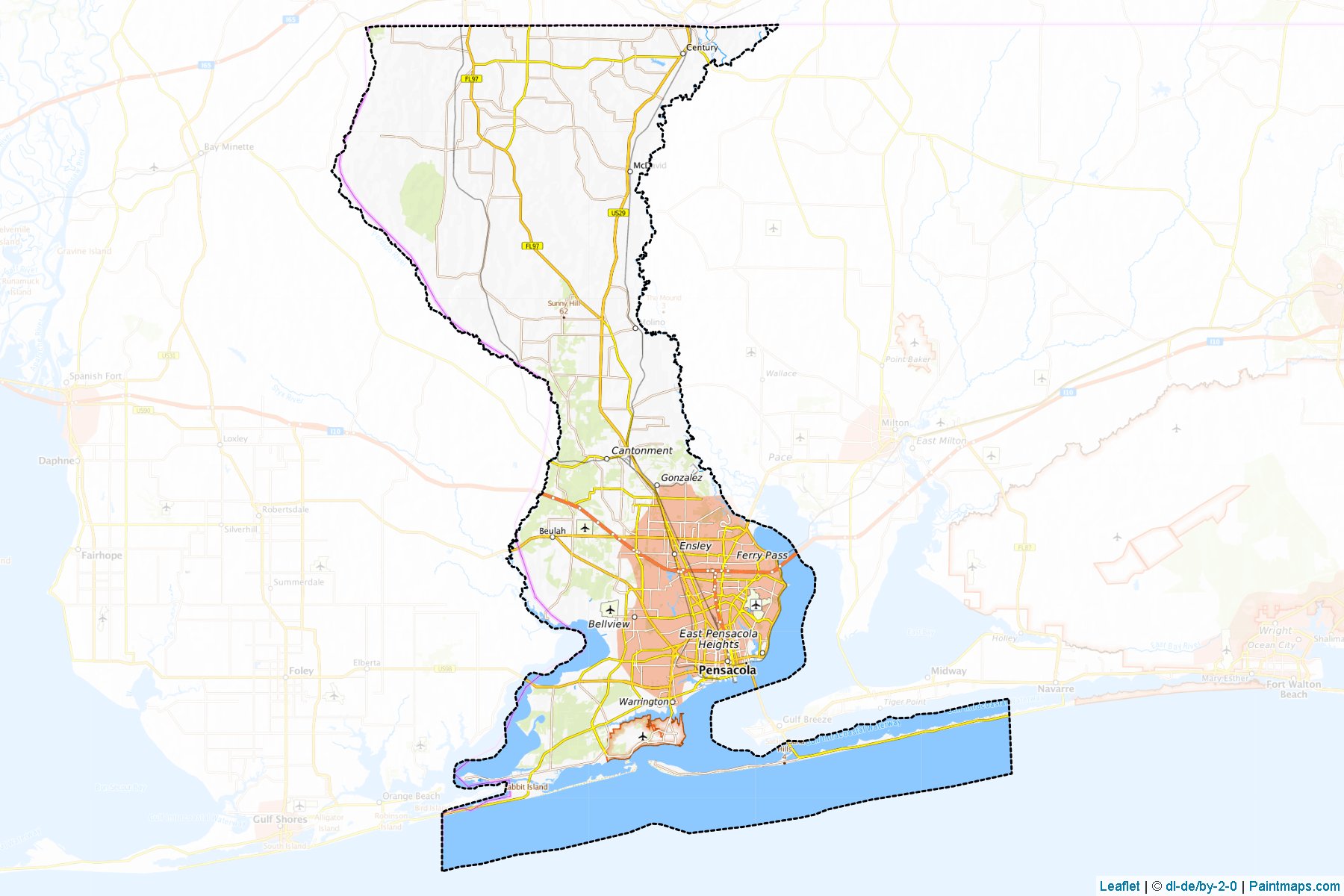 Escambia County (Florida) Haritası Örnekleri-1