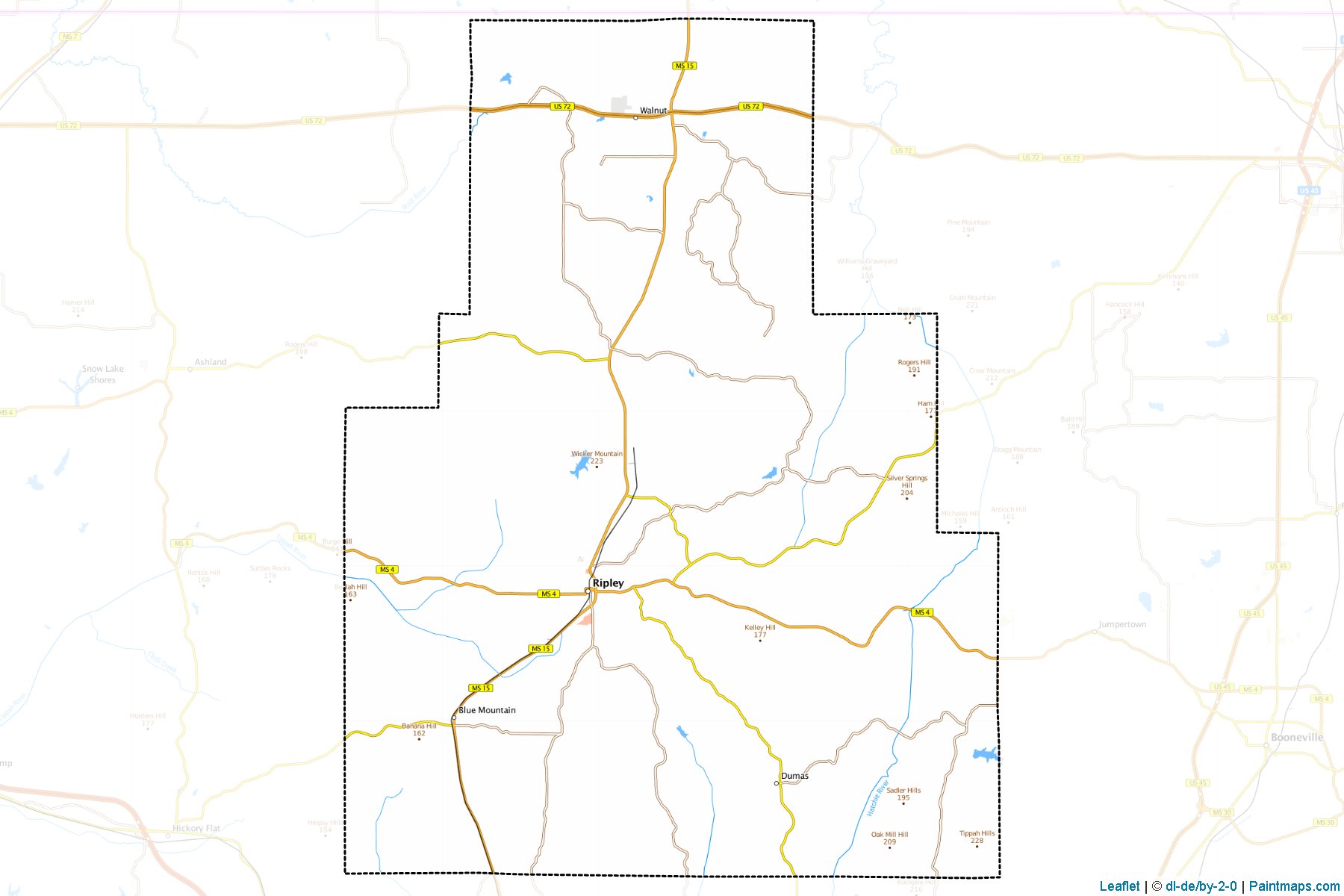 Muestras de recorte de mapas Tippah (Mississippi)-1