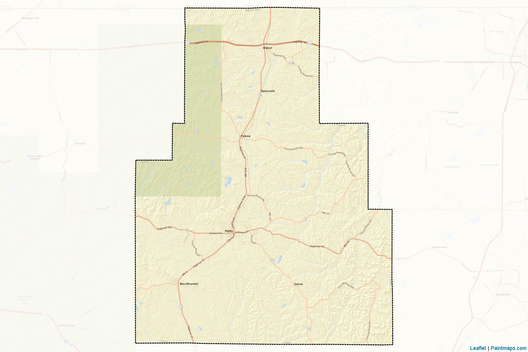 Muestras de recorte de mapas Tippah (Mississippi)-2