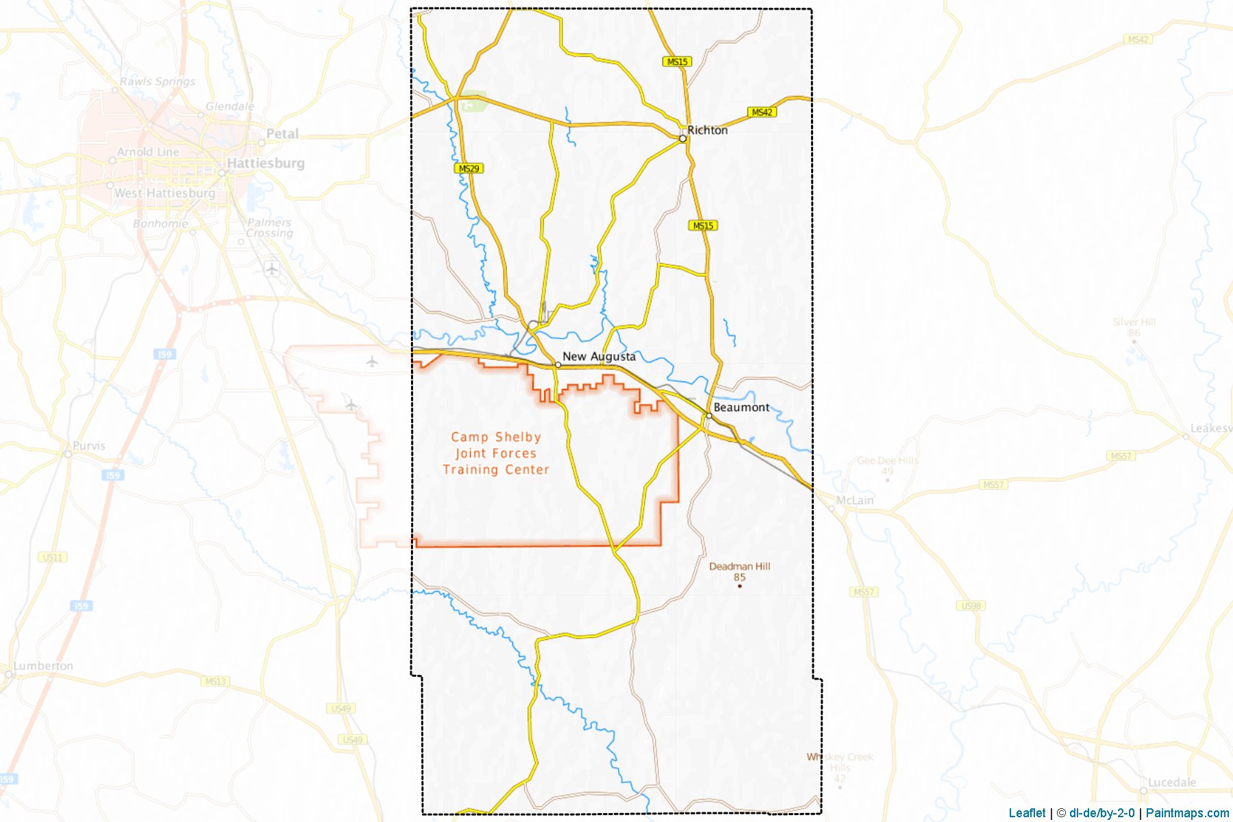 Muestras de recorte de mapas Perry (Mississippi)-1