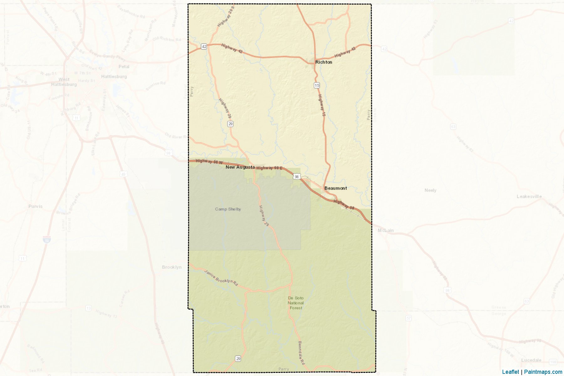 Muestras de recorte de mapas Perry (Mississippi)-2