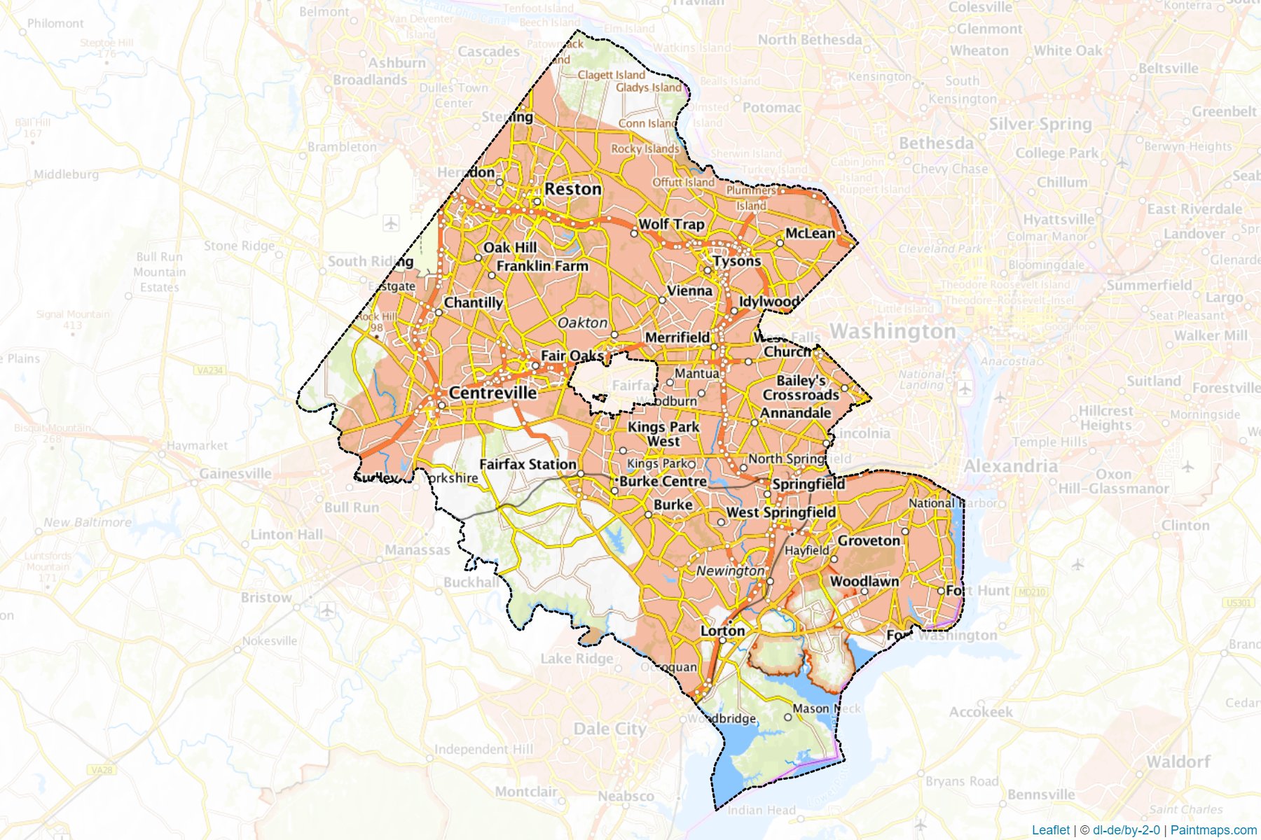 Muestras de recorte de mapas Fairfax (Virginia)-1