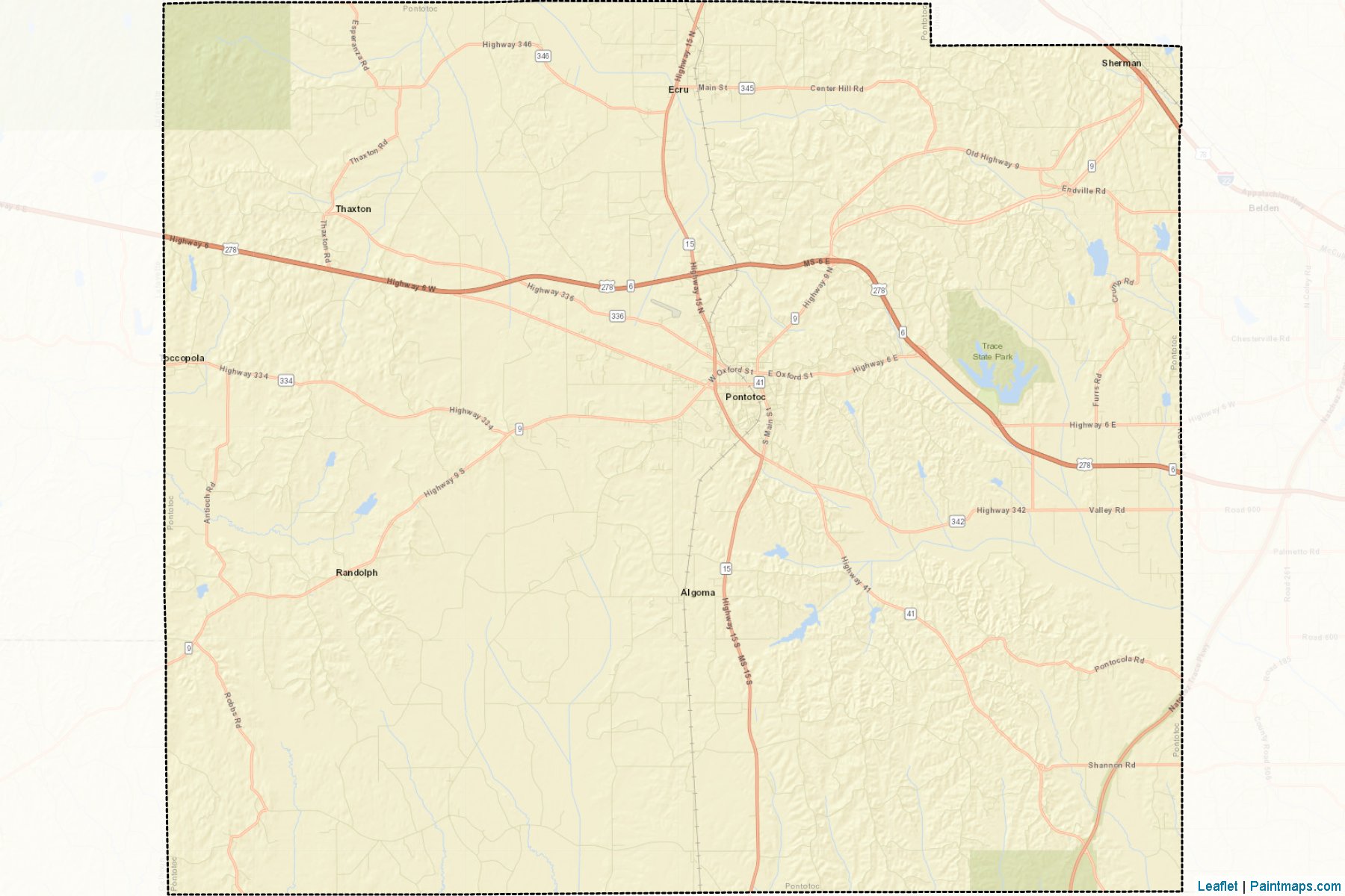 Pontotoc (Mississippi) Map Cropping Samples-2