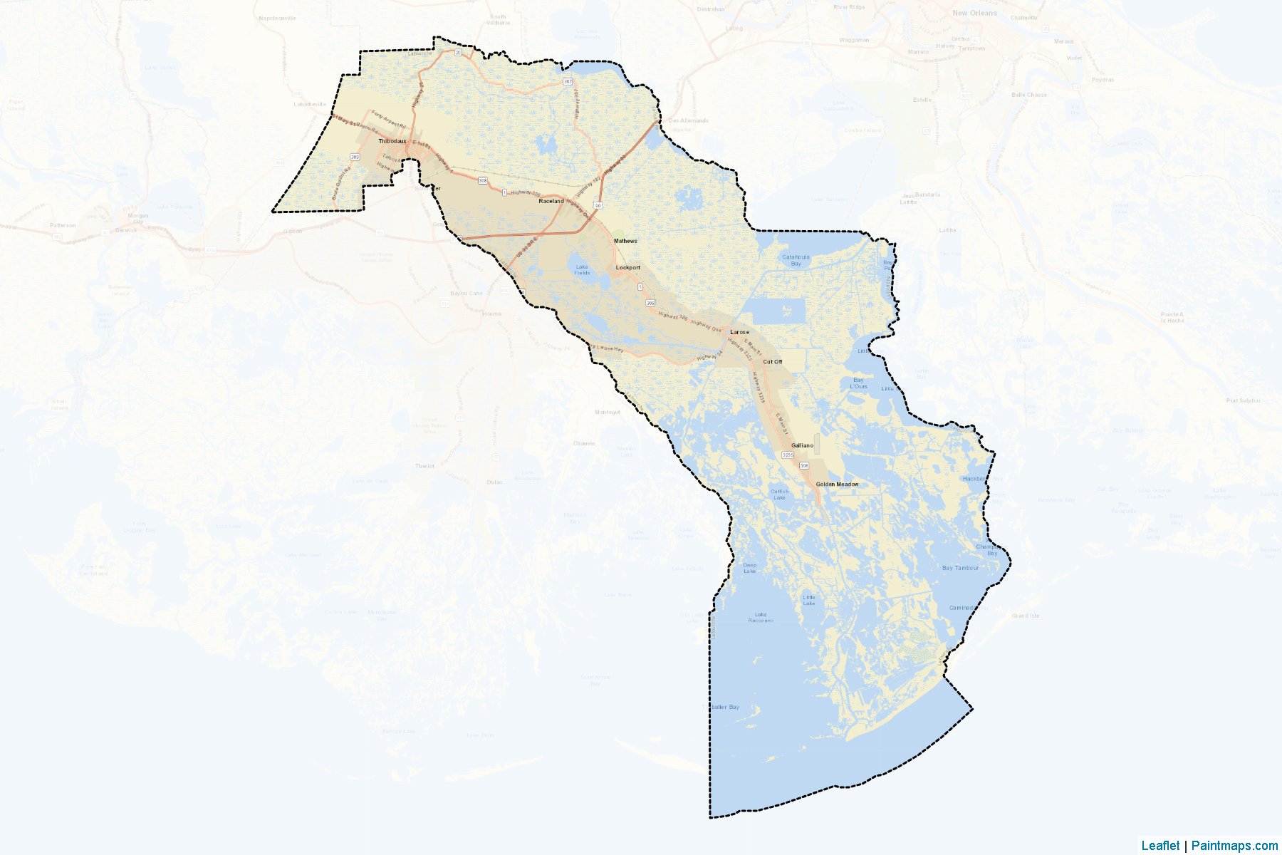 Lafourche (Louisiana) Map Cropping Samples-2