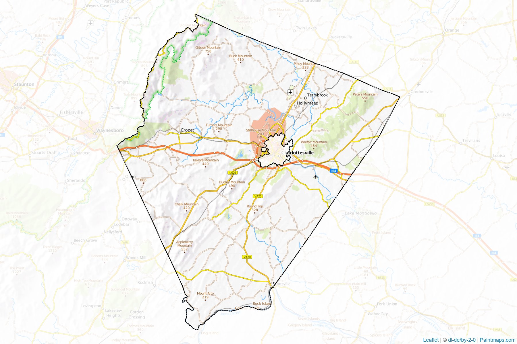 Muestras de recorte de mapas Albemarle (Virginia)-1