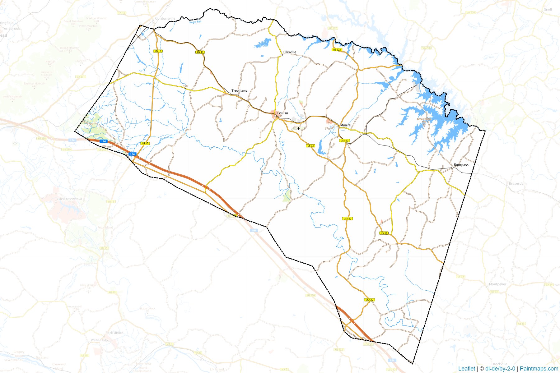 Muestras de recorte de mapas Louisa (Virginia)-1