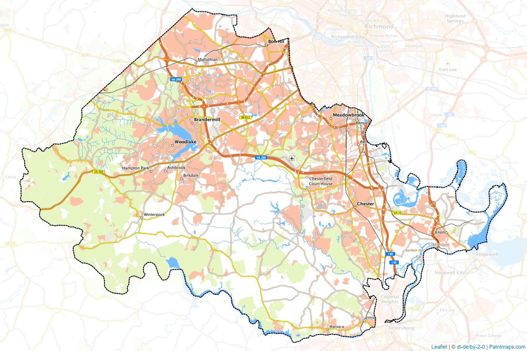 Muestras de recorte de mapas Chesterfield (Virginia)-1