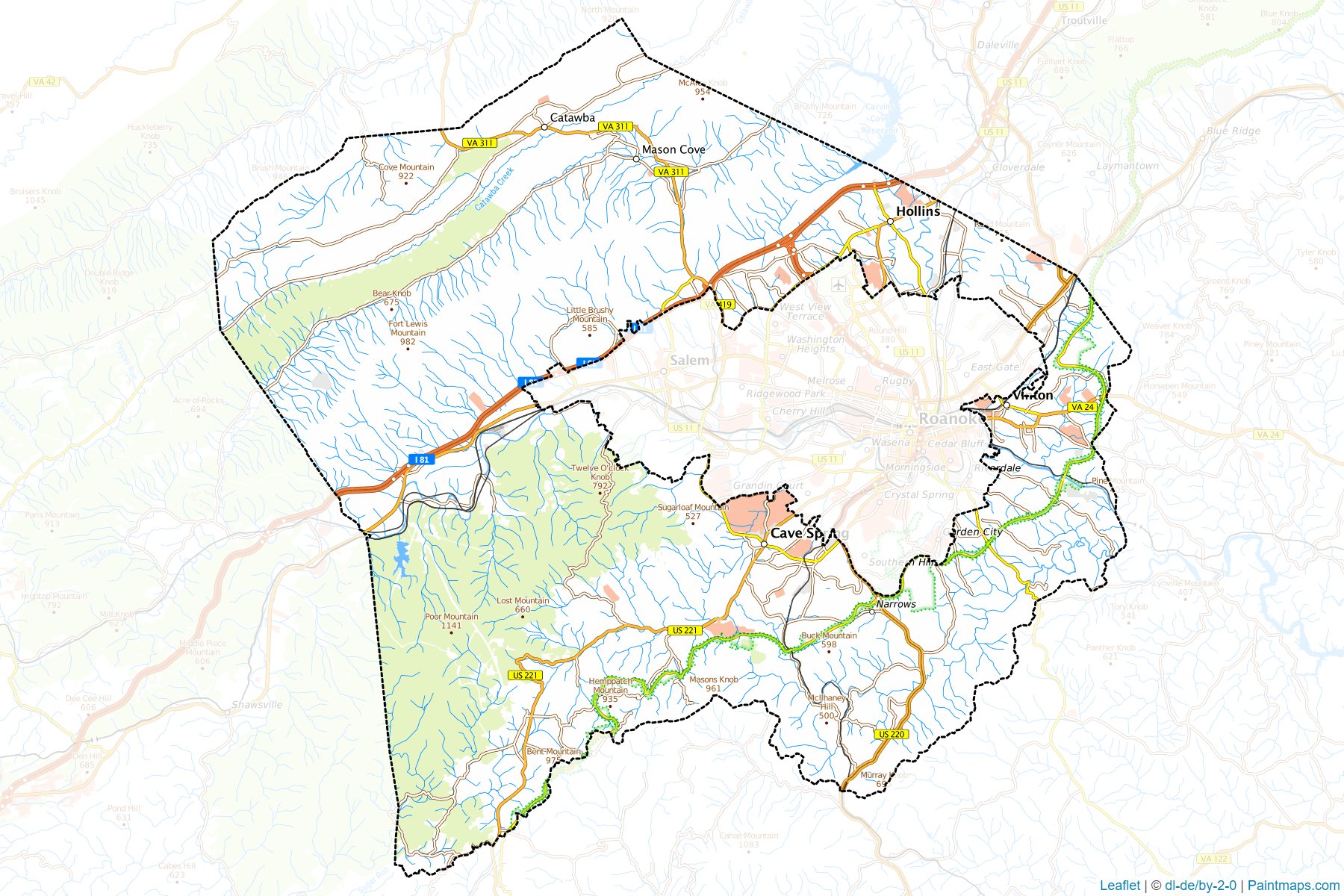 Roanoke (Virginia) Map Cropping Samples-1