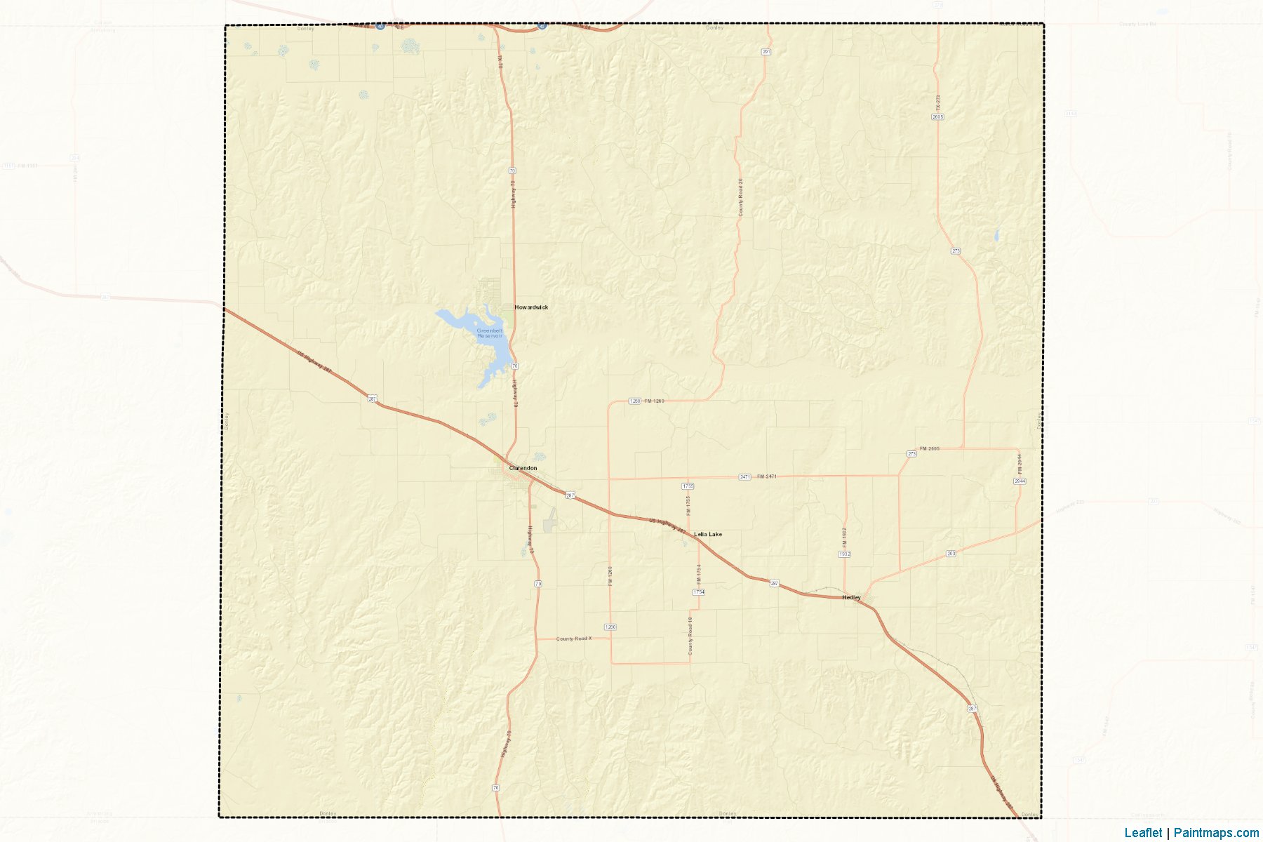 Muestras de recorte de mapas Donley (Texas)-2