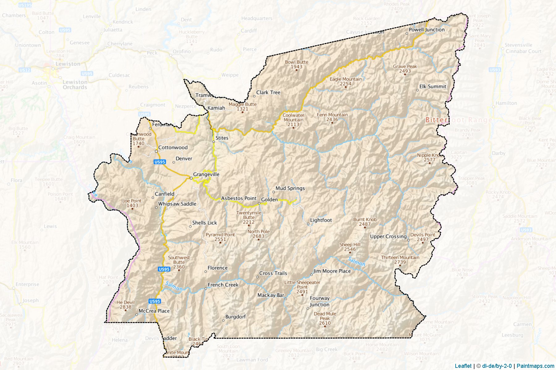 Idaho (Idaho) Haritası Örnekleri-1