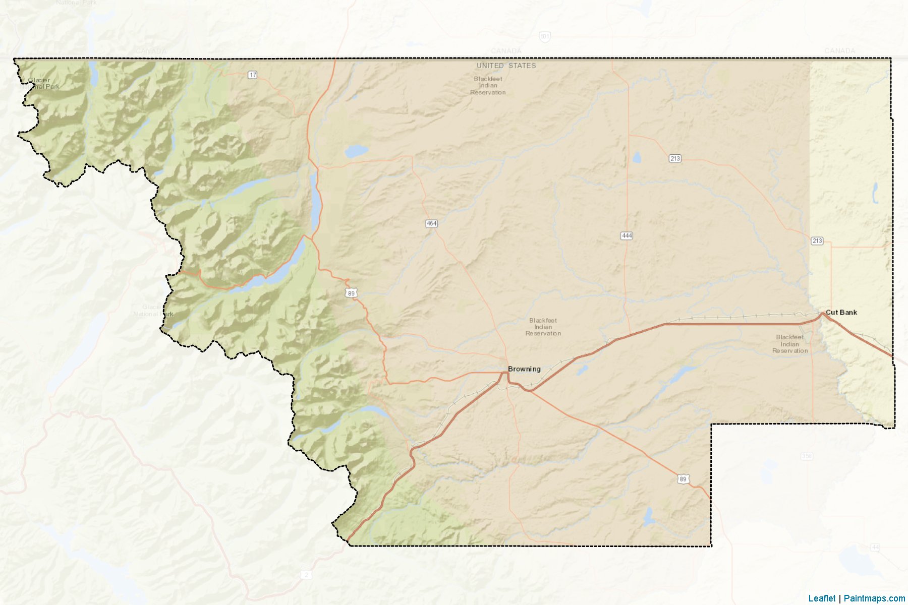 Muestras de recorte de mapas Glacier (Montana)-2