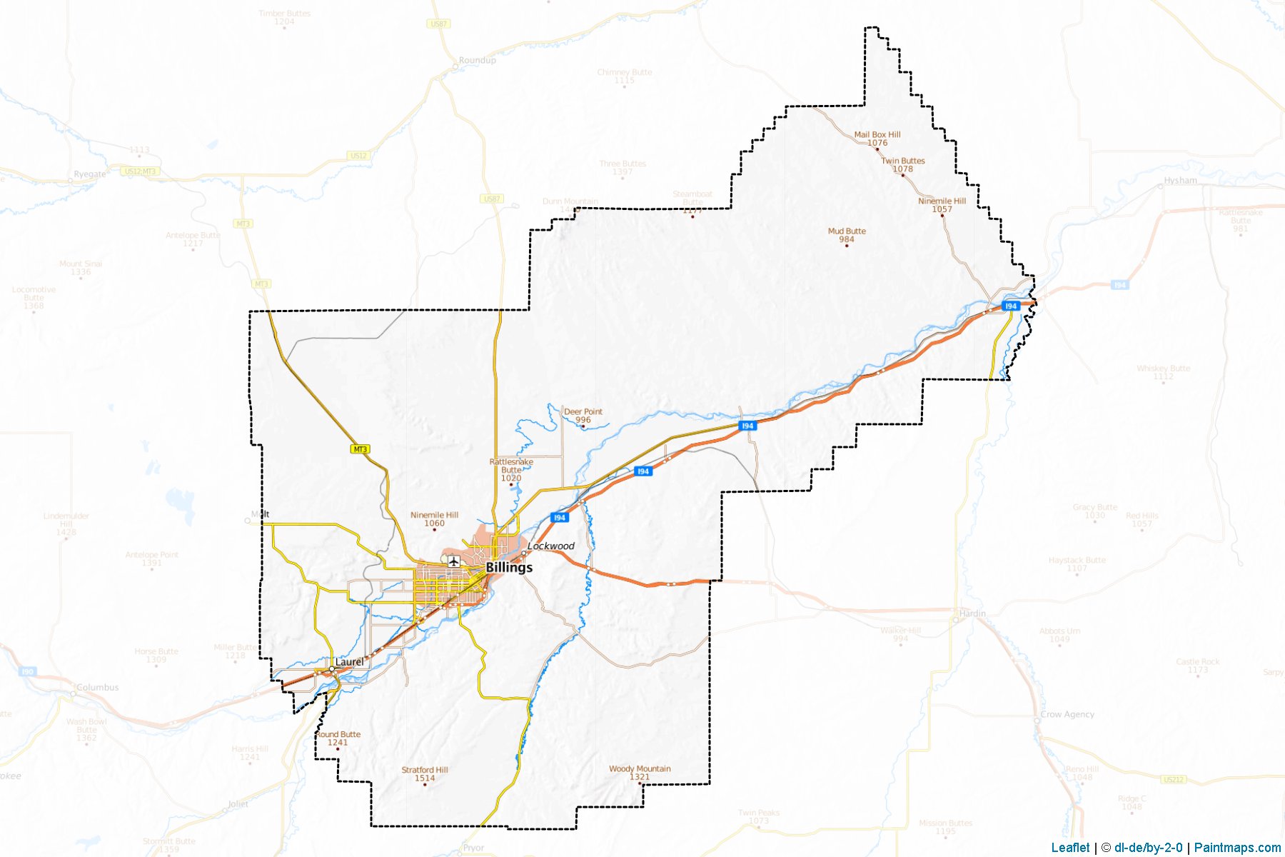 Muestras de recorte de mapas Yellowstone (Montana)-1