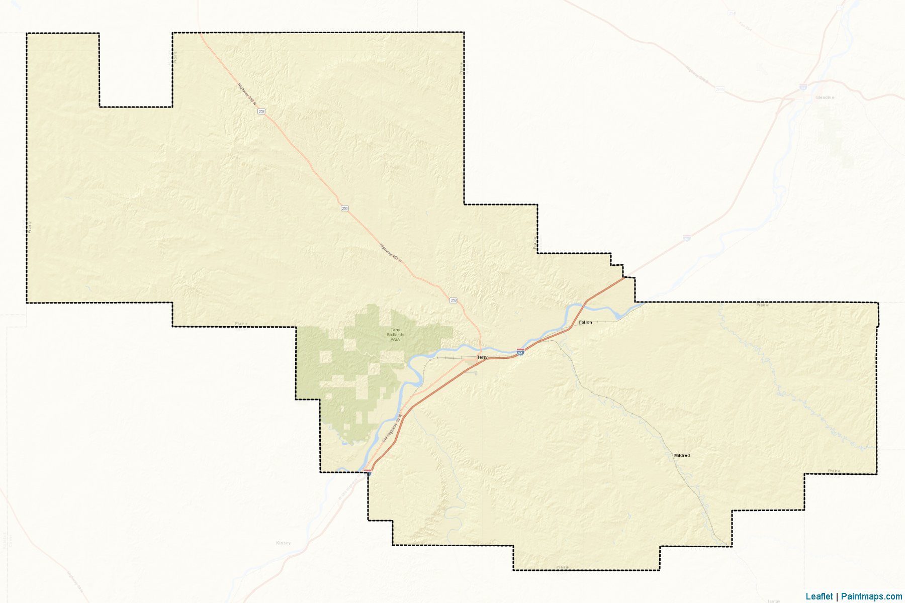 Muestras de recorte de mapas Prairie (Montana)-2