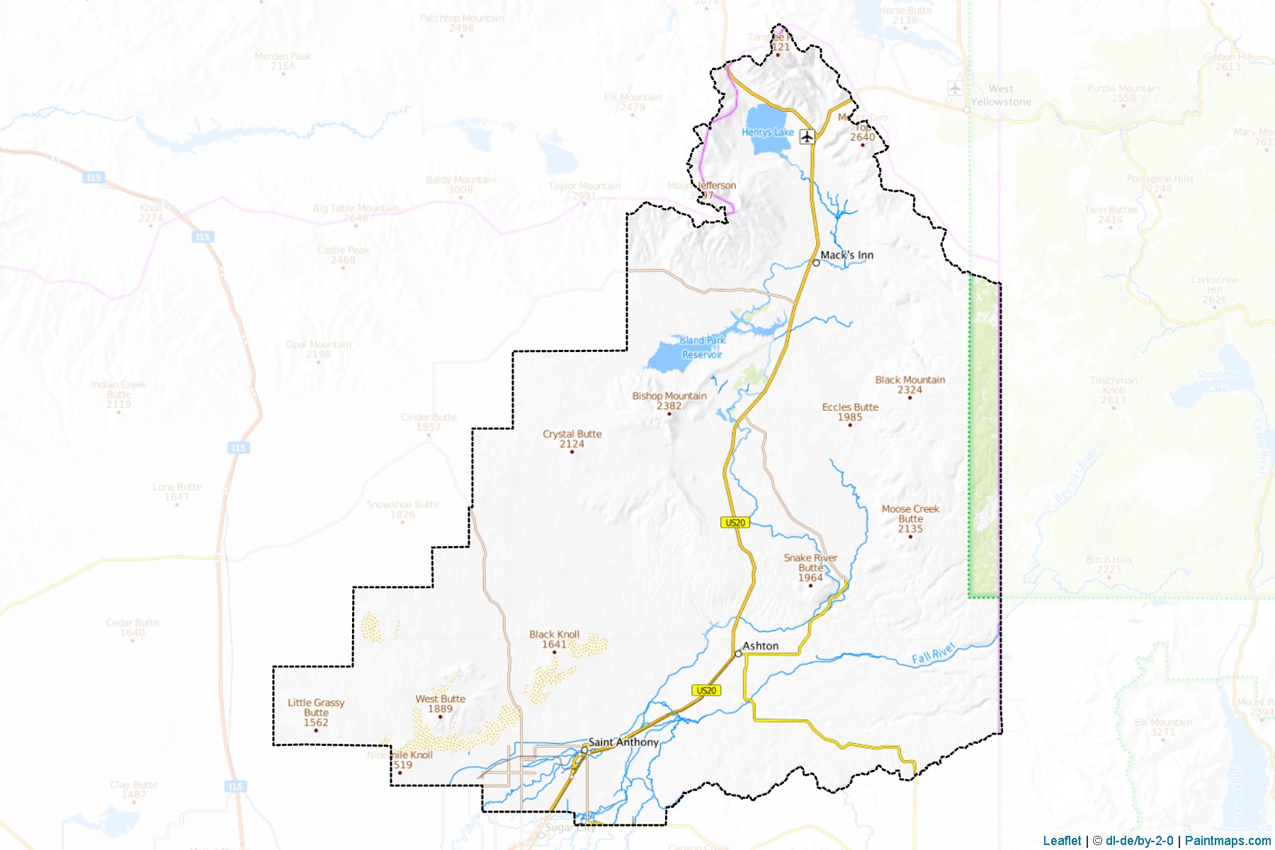 Muestras de recorte de mapas Fremont (Idaho)-1