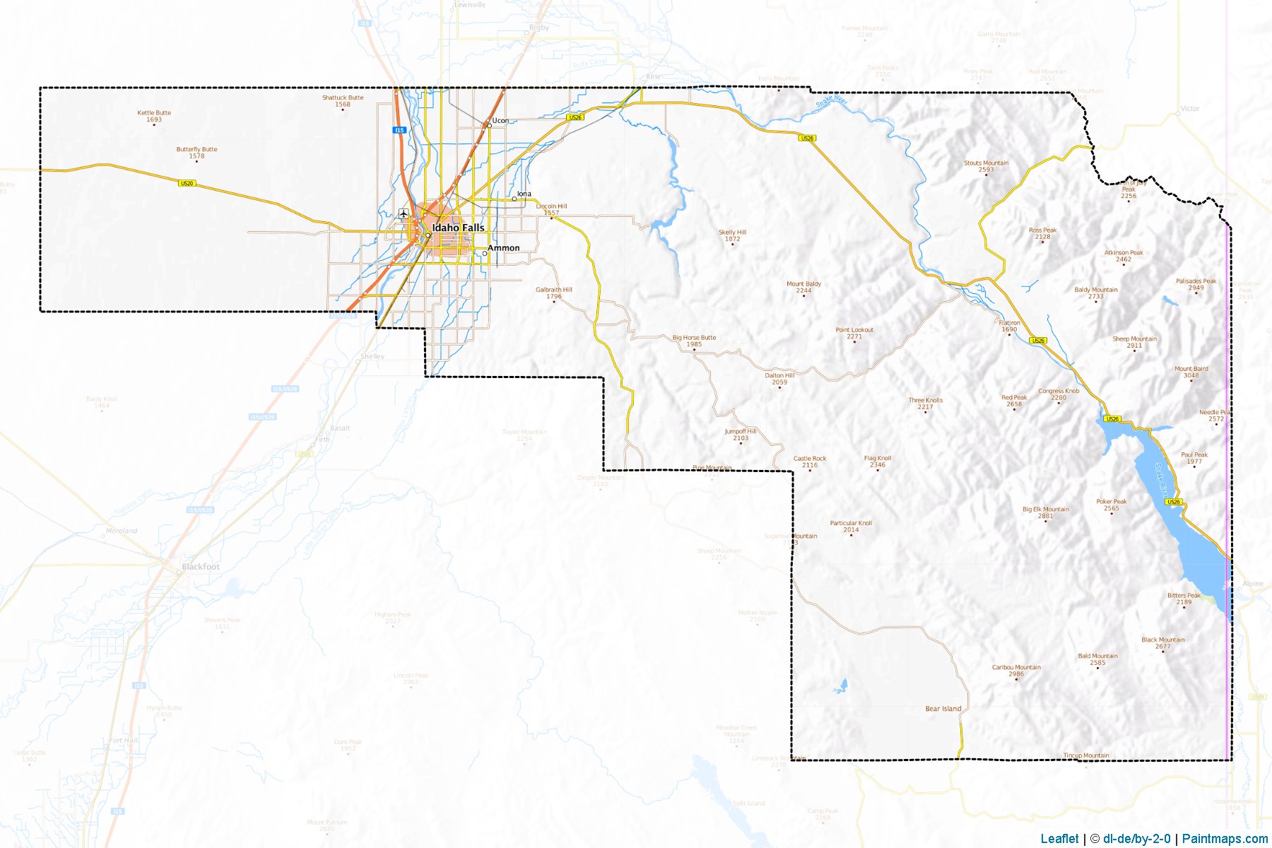 Bonneville County (Idaho) Haritası Örnekleri-1