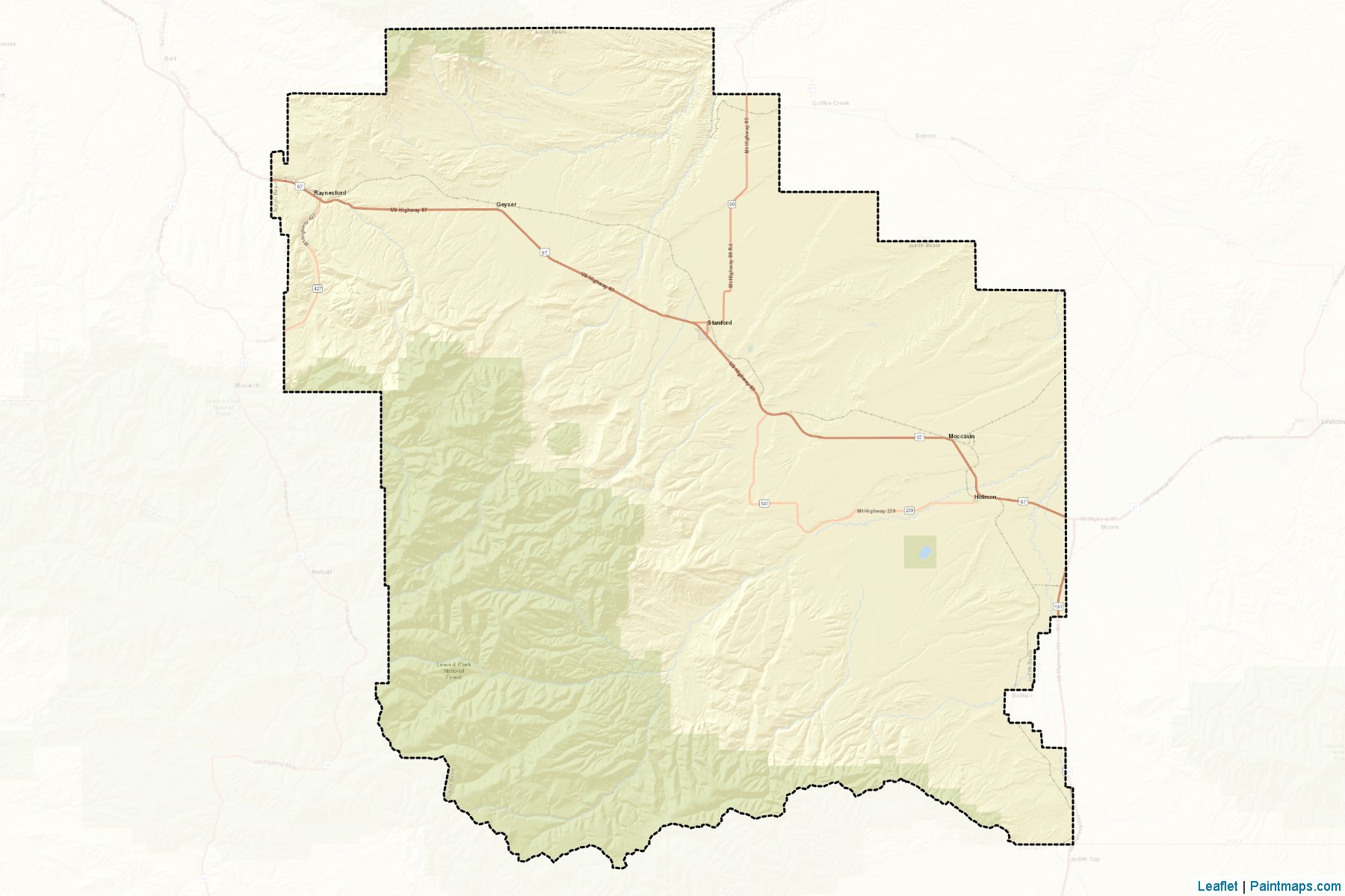 Muestras de recorte de mapas Judith Basin (Montana)-2