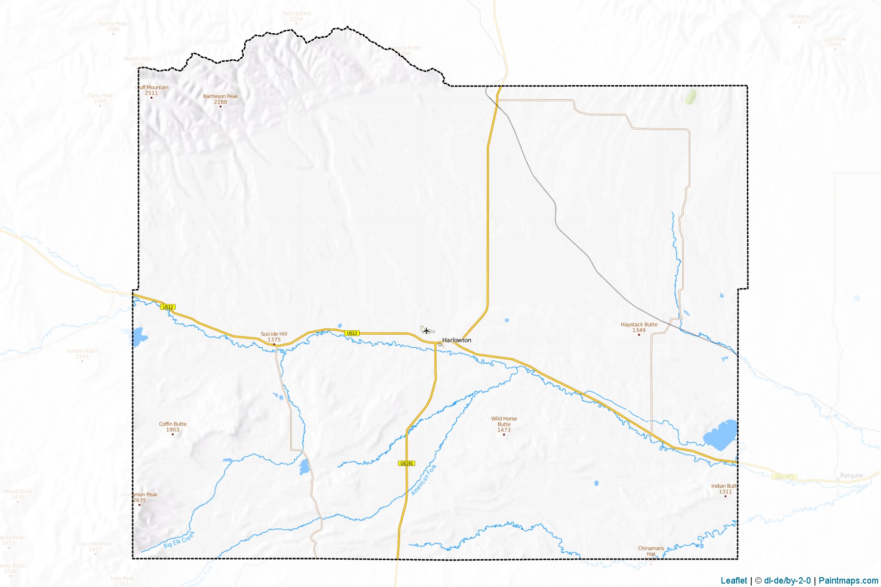 Muestras de recorte de mapas Wheatland (Montana)-1