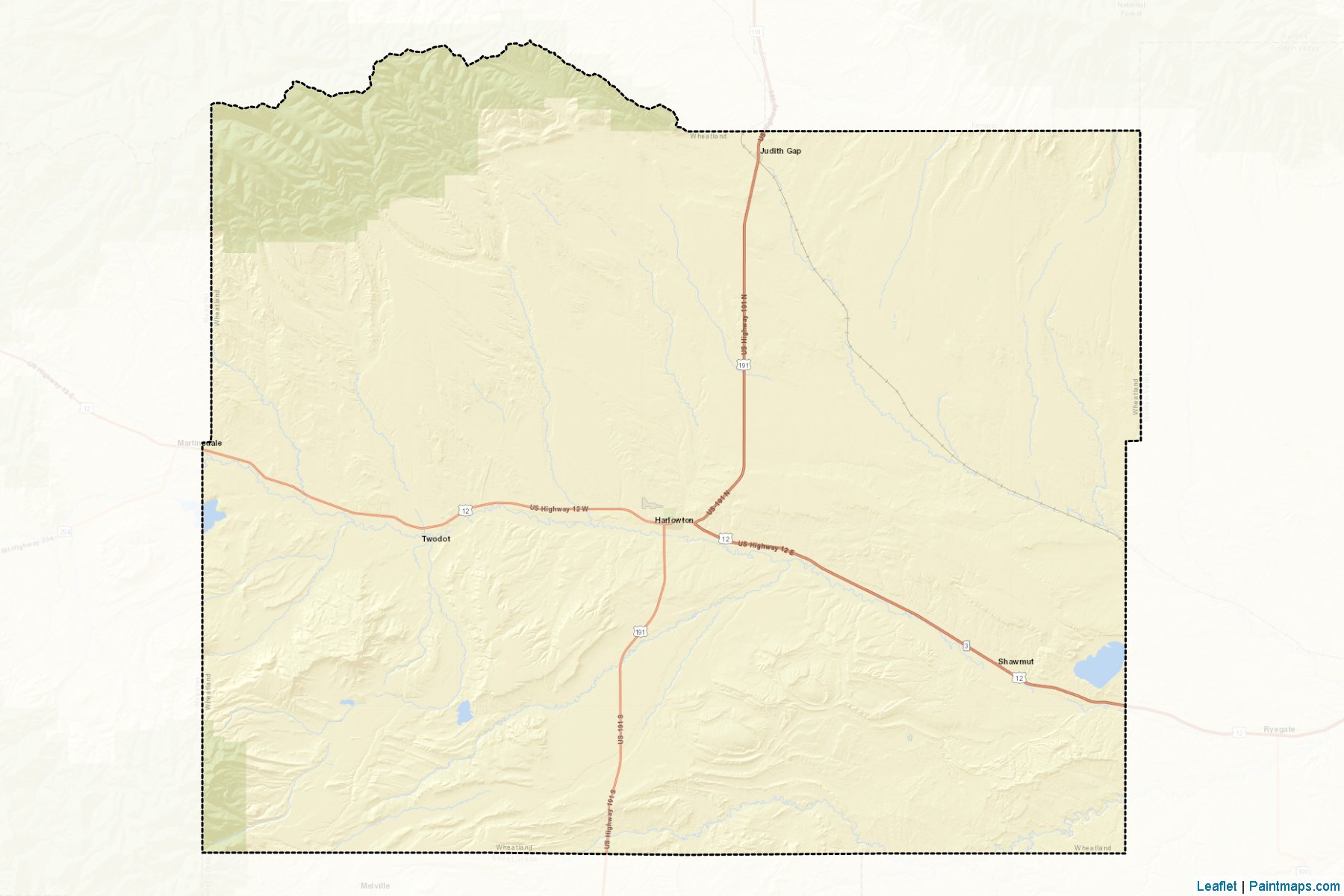 Muestras de recorte de mapas Wheatland (Montana)-2