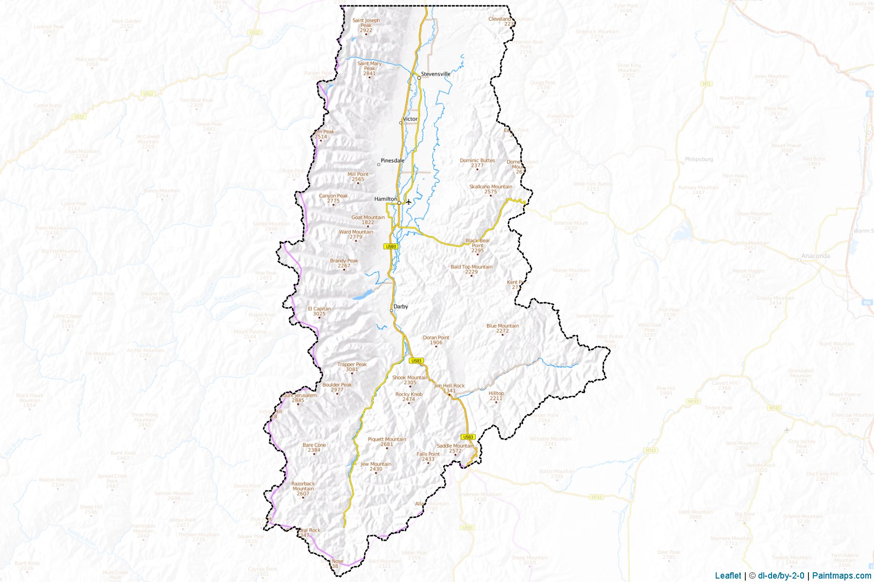 Ravalli County (Montana) Haritası Örnekleri-1