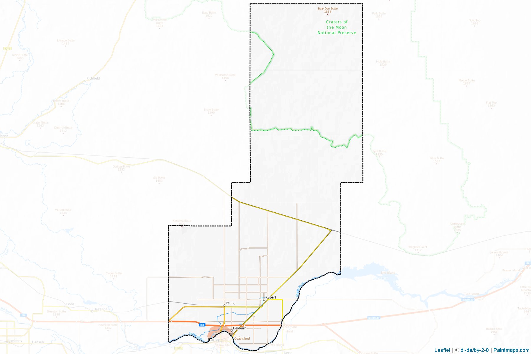 Muestras de recorte de mapas Minidoka (Idaho)-1